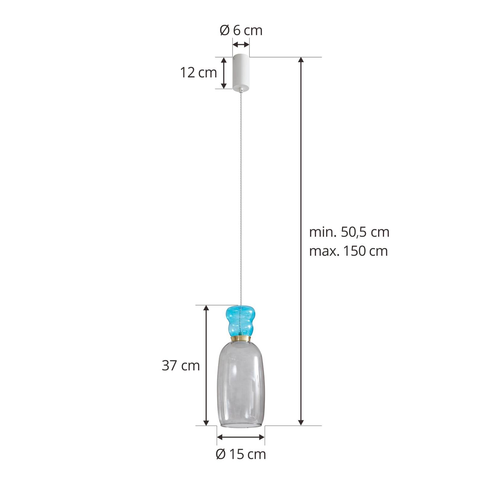 Lampa wisząca LED Lucande Fay, jasnoszary/jasnoniebieski, szkło, Ø 15 cm