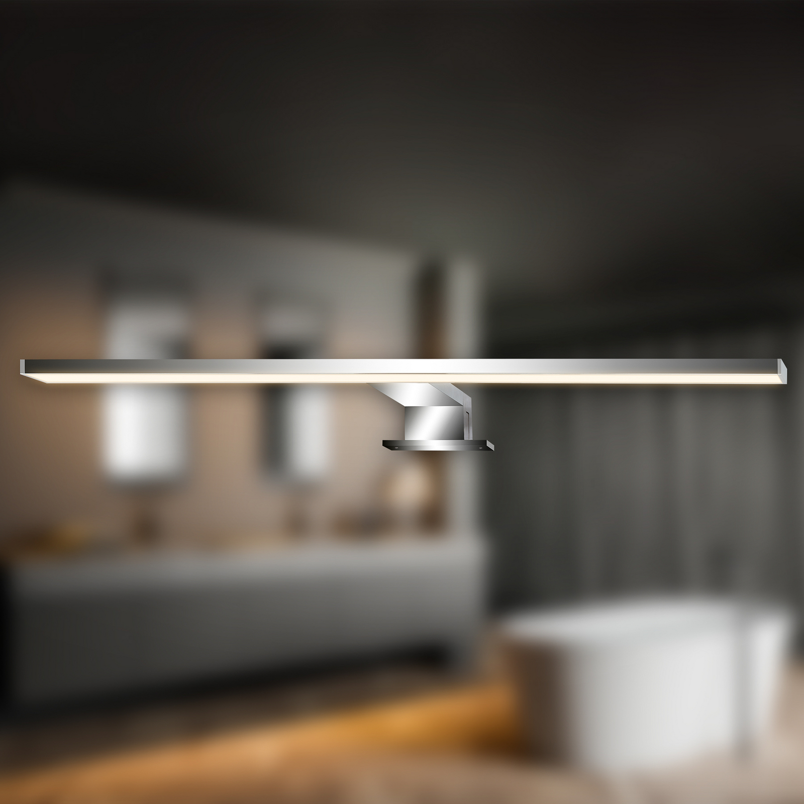 LED spoguļlampa Dun 2 in 1, hroms, IP44, garums 50 cm