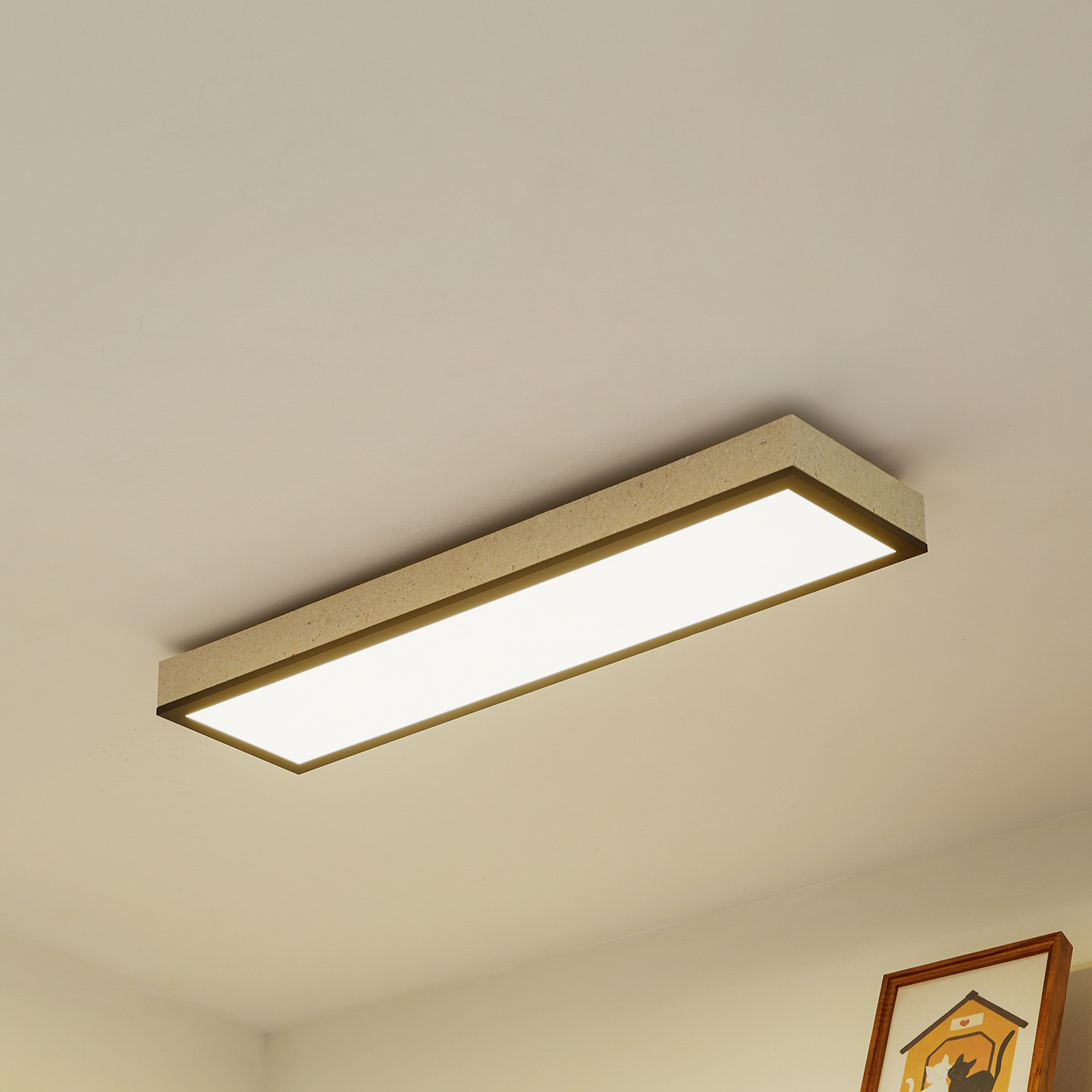 Lindby LED panel Laviona, CCT, dimmable, concrete, 80 cm