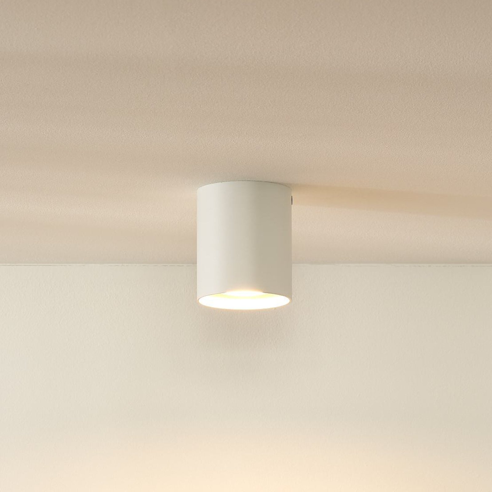 Bodi takspotlight, rund, vit, Ø 8 cm, 1 lampa, aluminium