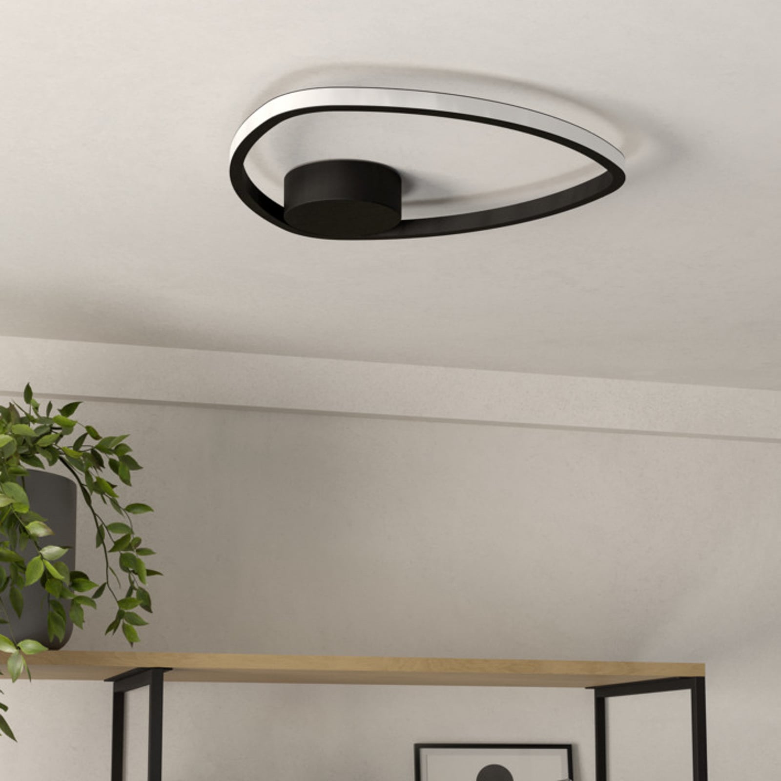 Plafonnier LED EGLO MOSCHELLA, noir, Ø 38 cm, CCT