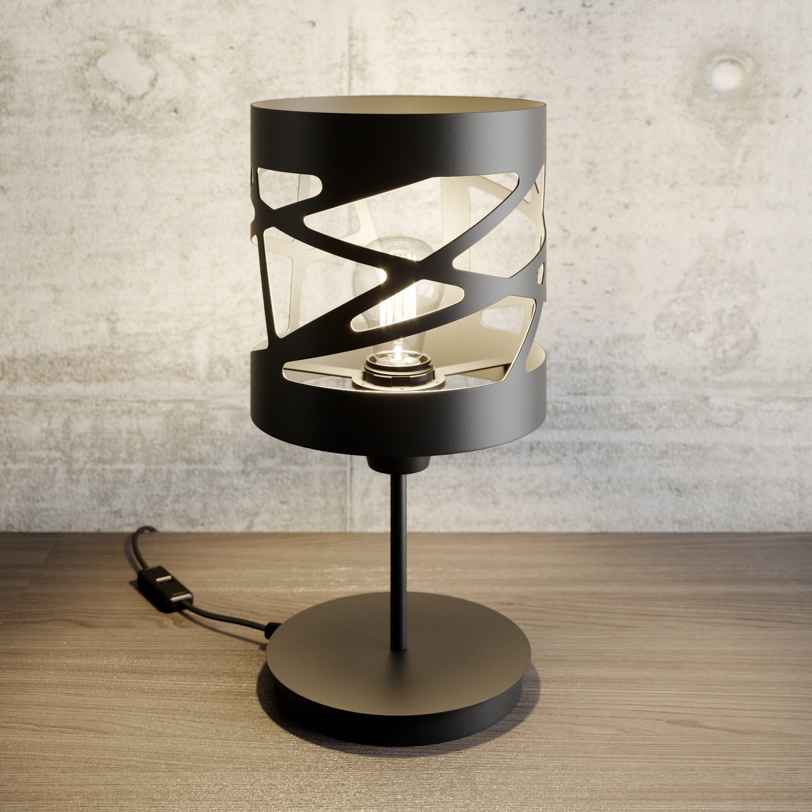 Modul Frez asztali lámpa mintás Ø17,5cm fekete
