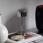 Lucande LED-lampa stołowa akumulatorowa Quill, chrom, CCT, ściemniana