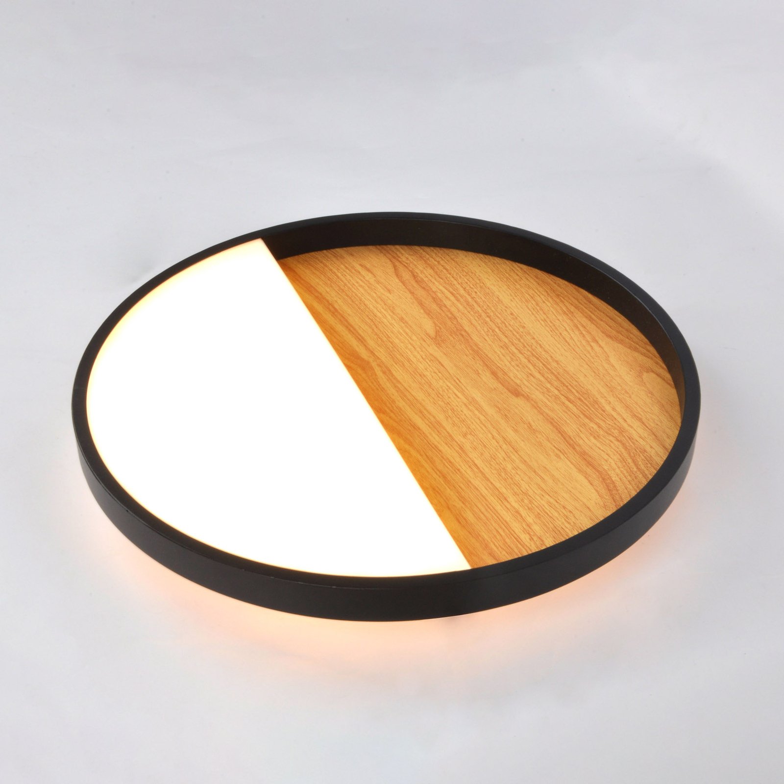 "Vista" LED sieninis šviestuvas, šviesaus medžio/juodas, Ø 30 cm