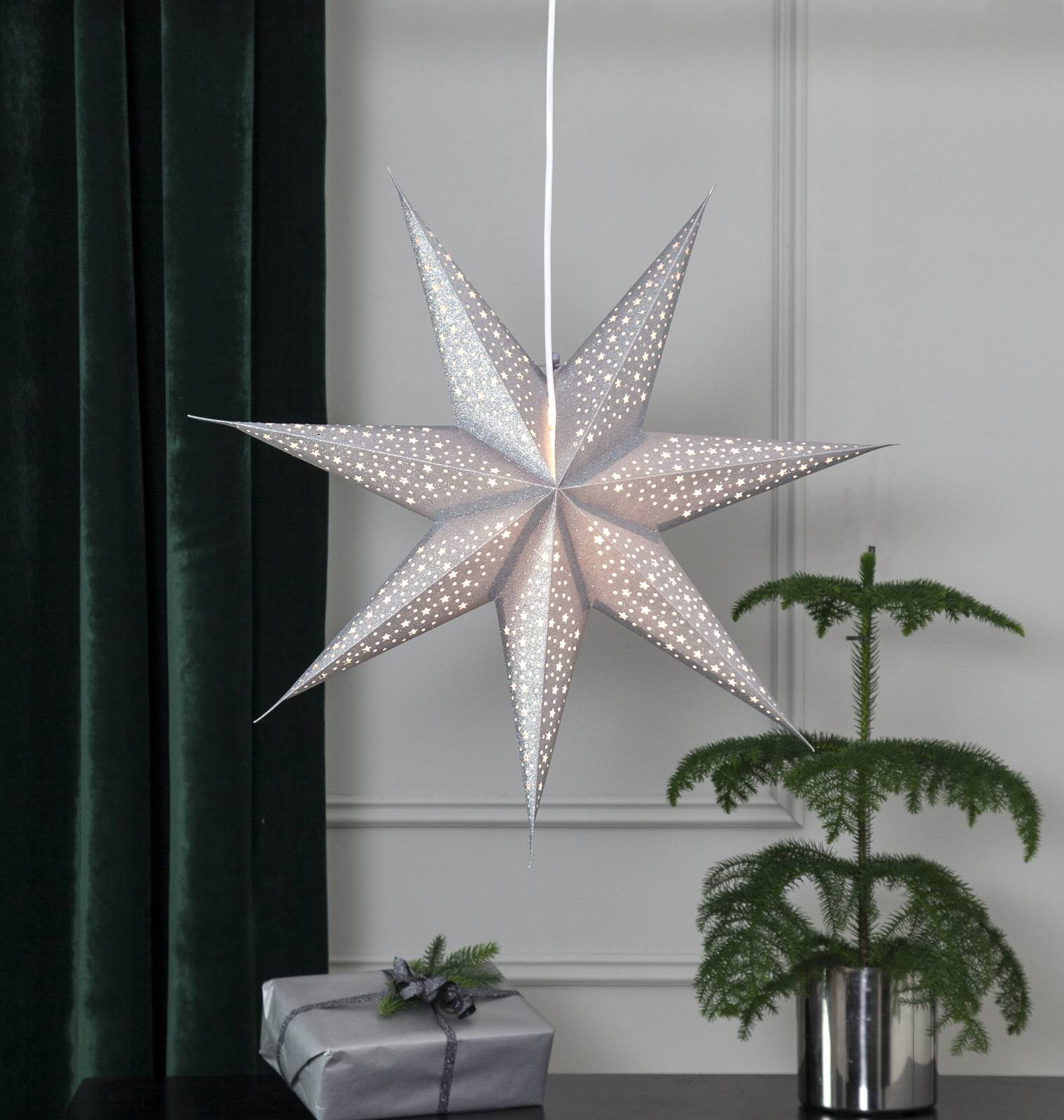 Papírcsillag Blinka világítás nélkül Ø 60 cm ezüst