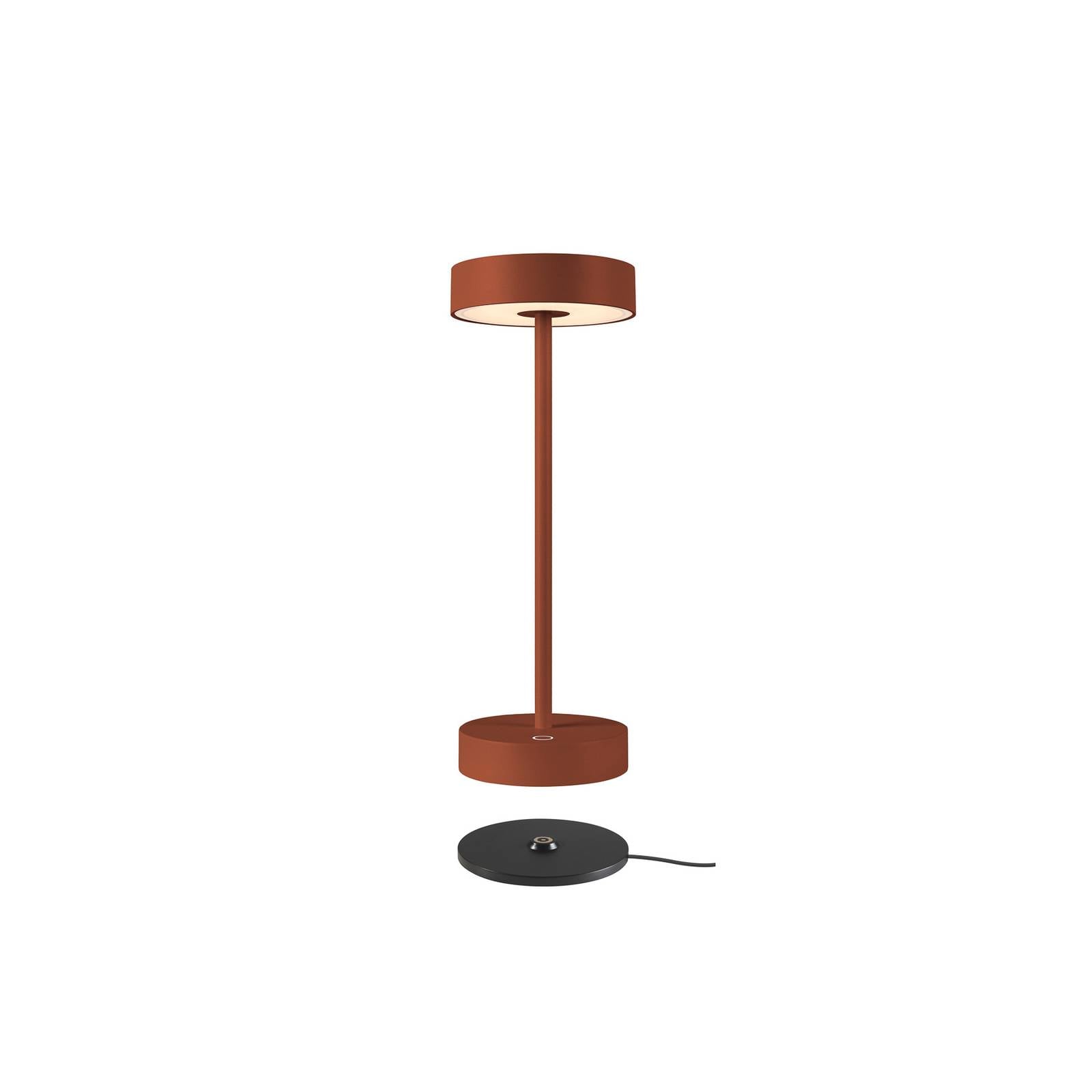 SLV LED-Akkulampe Vinolina, rost, CCT, Alu, Höhe 32,3 cm