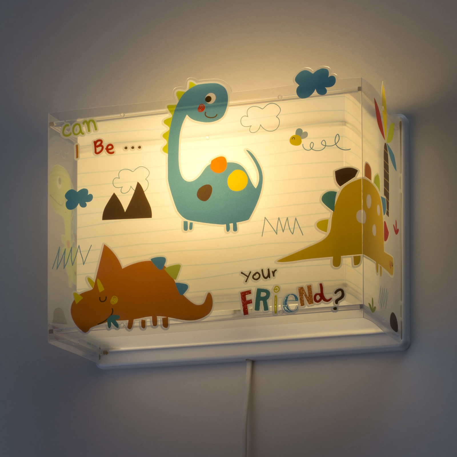 Aplique de pared infantil Dino con enchufe