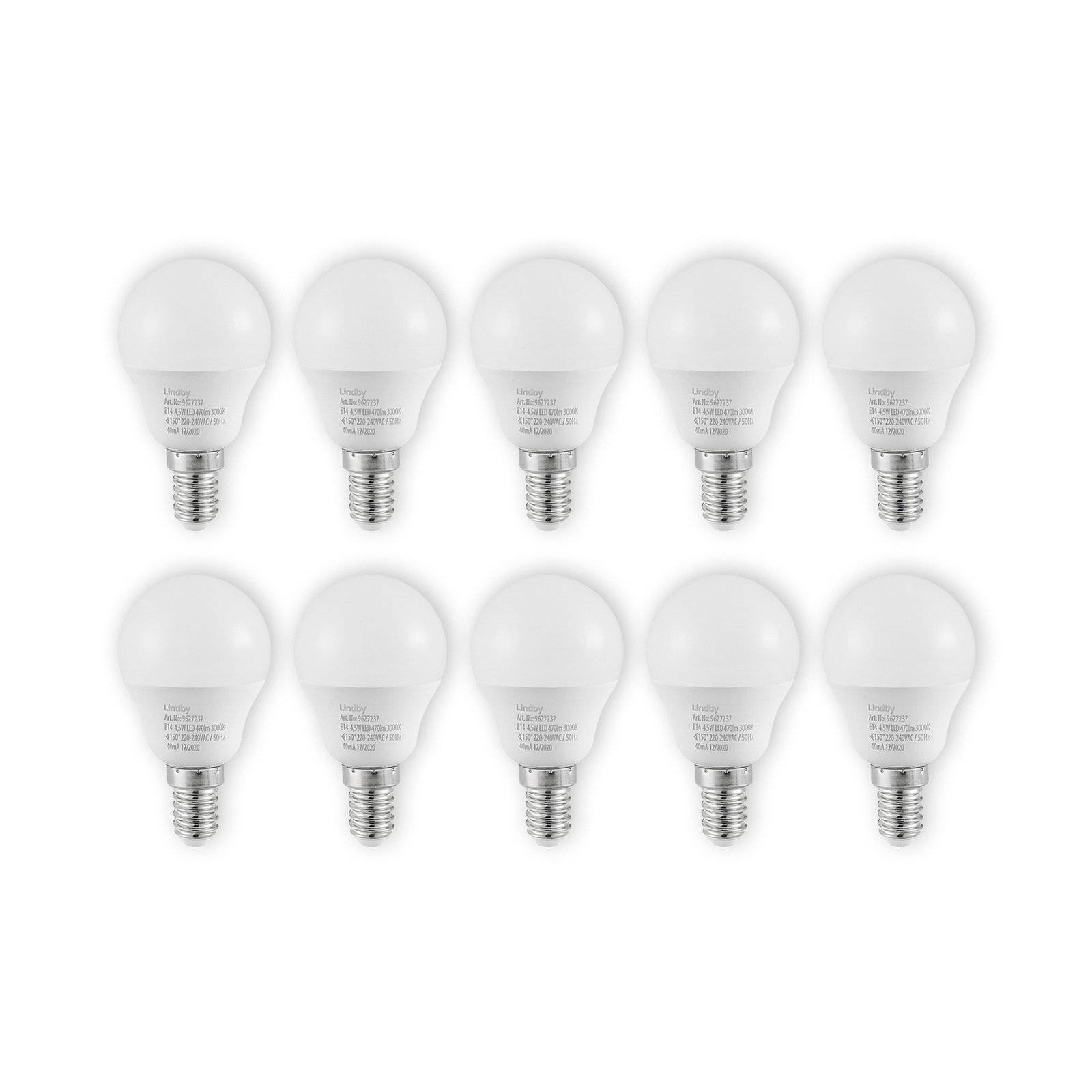 Lindby LED-Lampe E14 G45 4,5W 3.000K opal 10er-Set