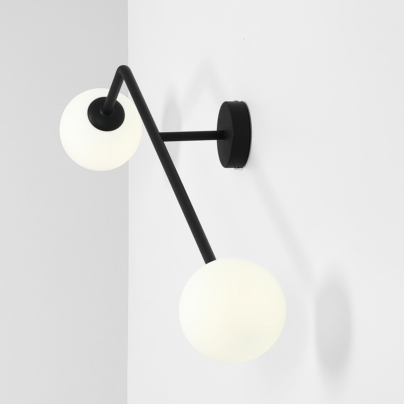 Wandlamp Pure, 2-lamps, zwart, horizontaal
