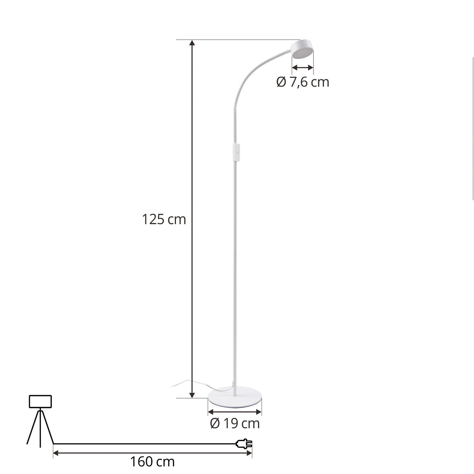 Lindby LED vloerlamp Maori, wit, CCT, dimbaar, USB