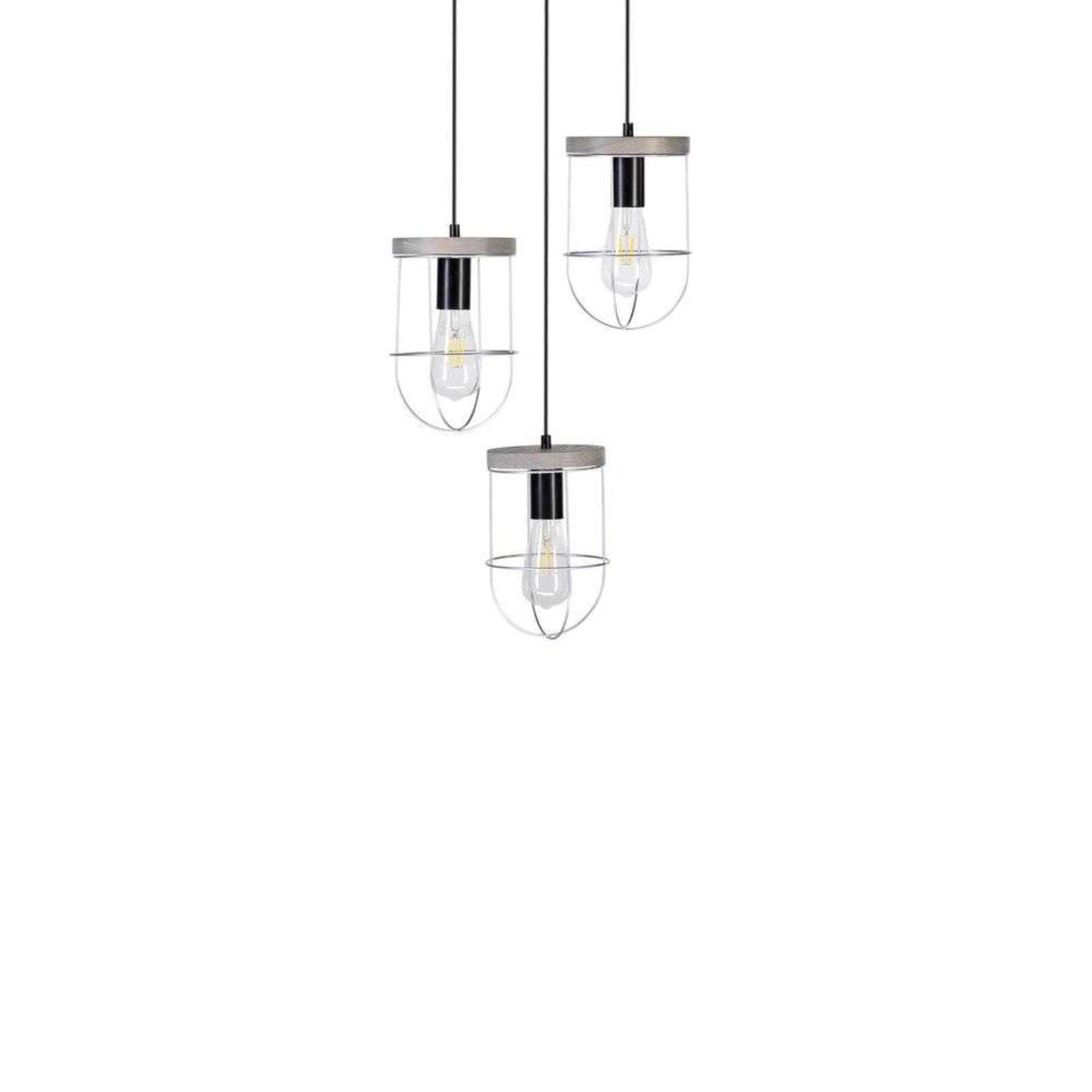 Neptuna Cluster Taklampa Grey Wood/Black/Grey - Envostar