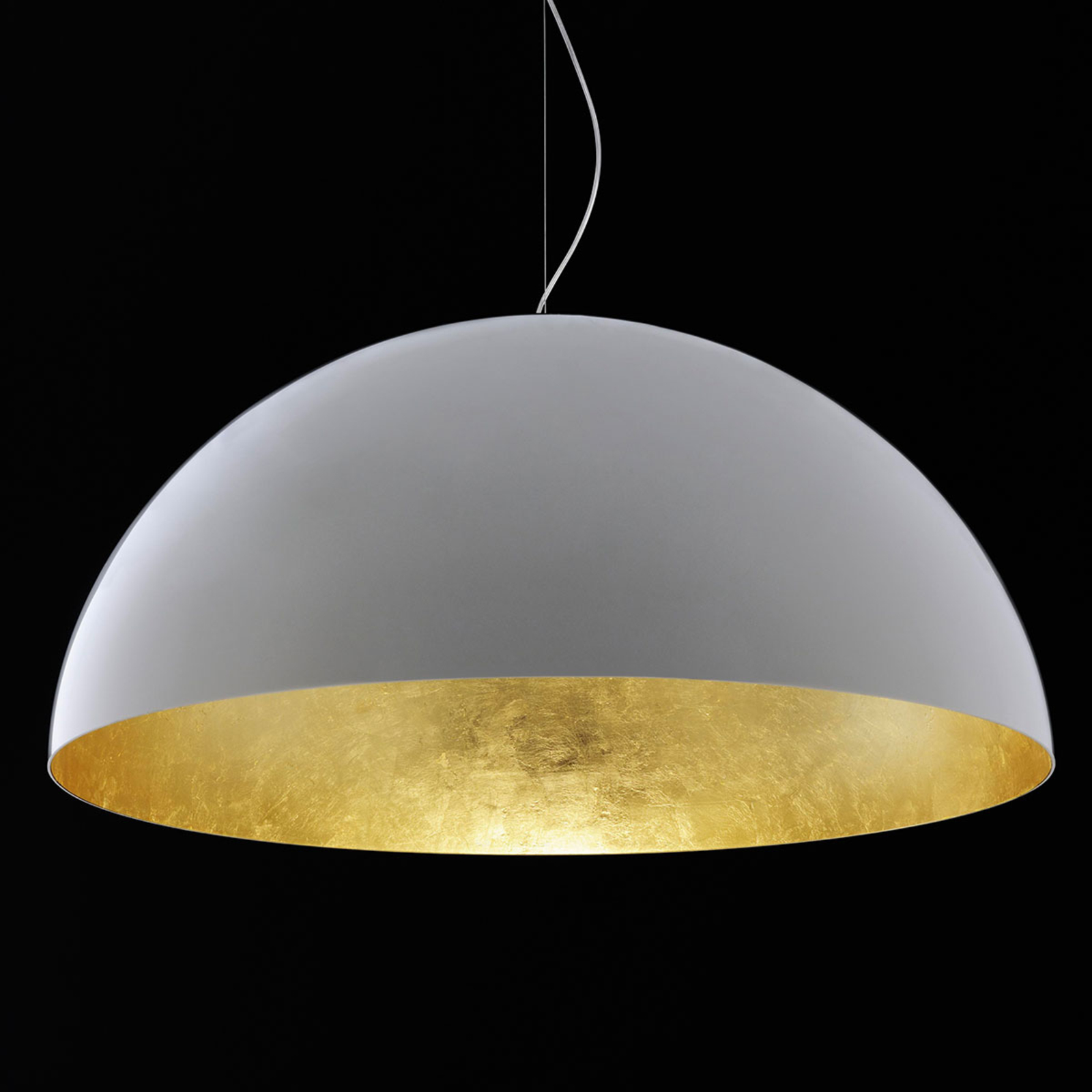 Oluce Sonora - lampă suspendată semicirculară alb-auriu