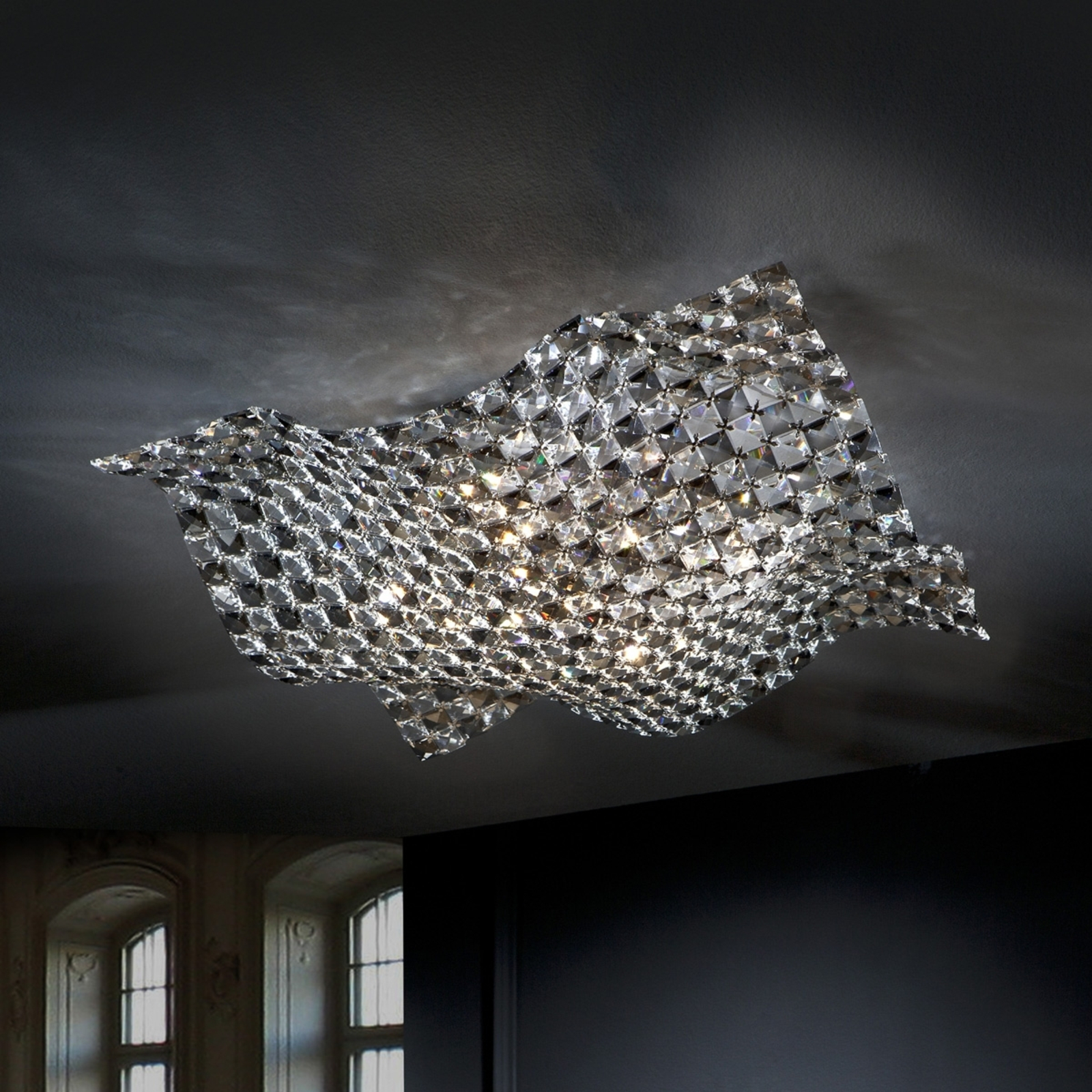 Ceiling light Saten made of crystals, 56 cm