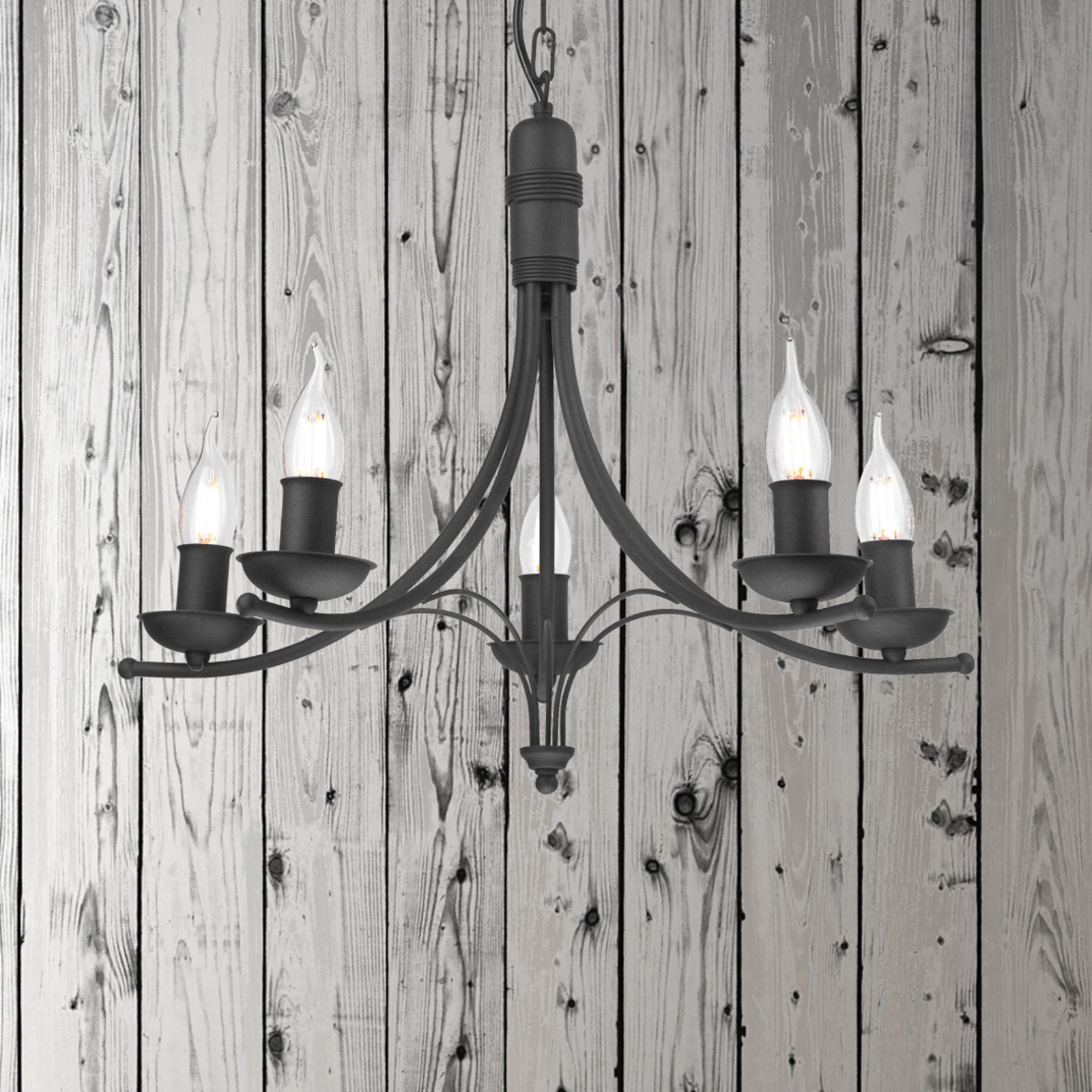Lamkur Candelabru Kandela 5 becuri negru - Hol - Modern - Metal