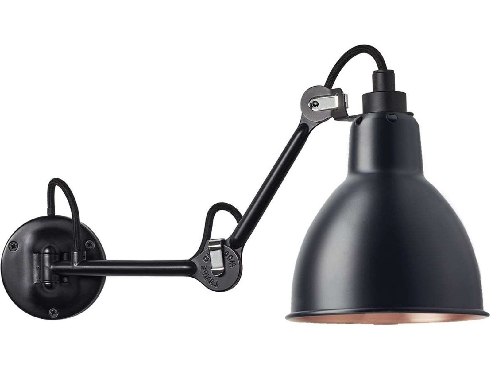 204 Vägglampa Svart/Svart/Koppar - Lampe Gras