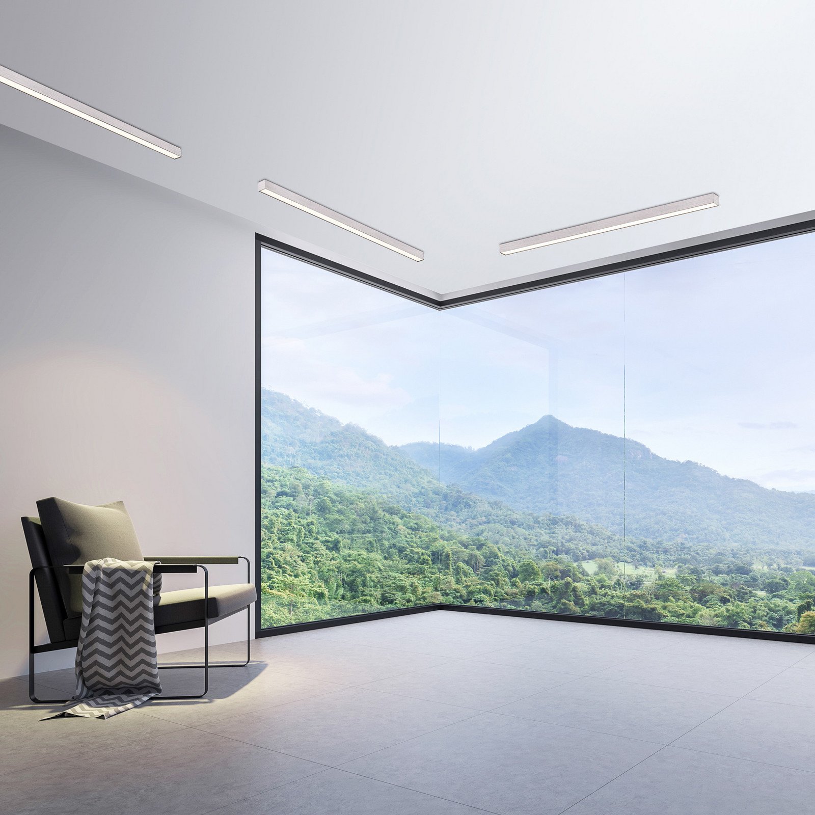PURE plafonieră LED Lines 110 cm argintiu CCT telecomandă - Camera de zi / sufragerie - Modern - argintiu alb - Metal