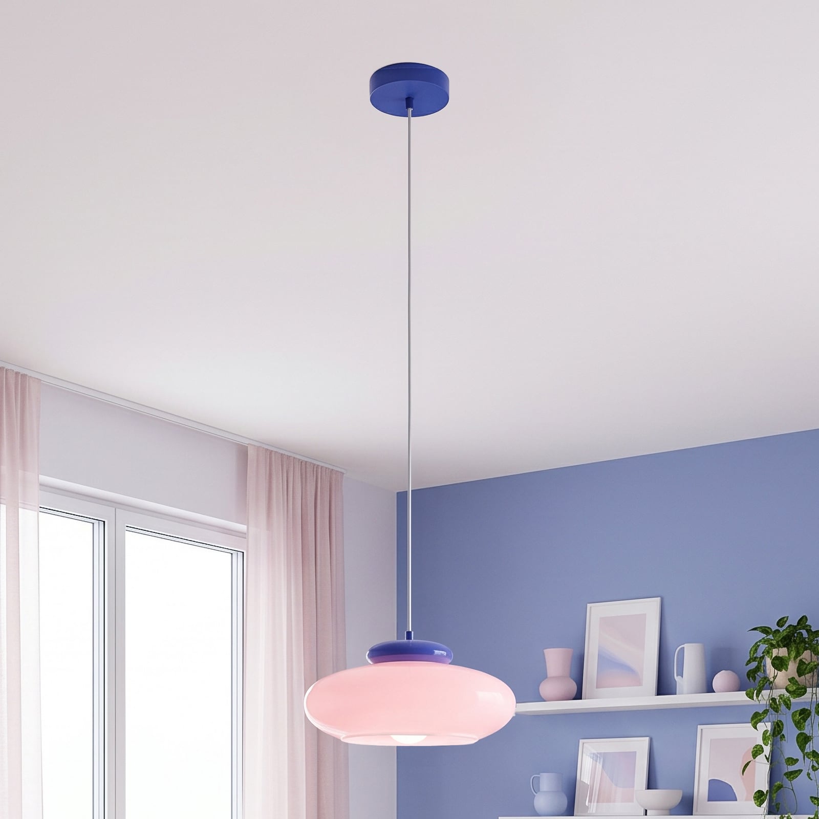 Candeeiro suspenso Berardelli laranja/verde, plano, Ø 30 cm, vidro, E27