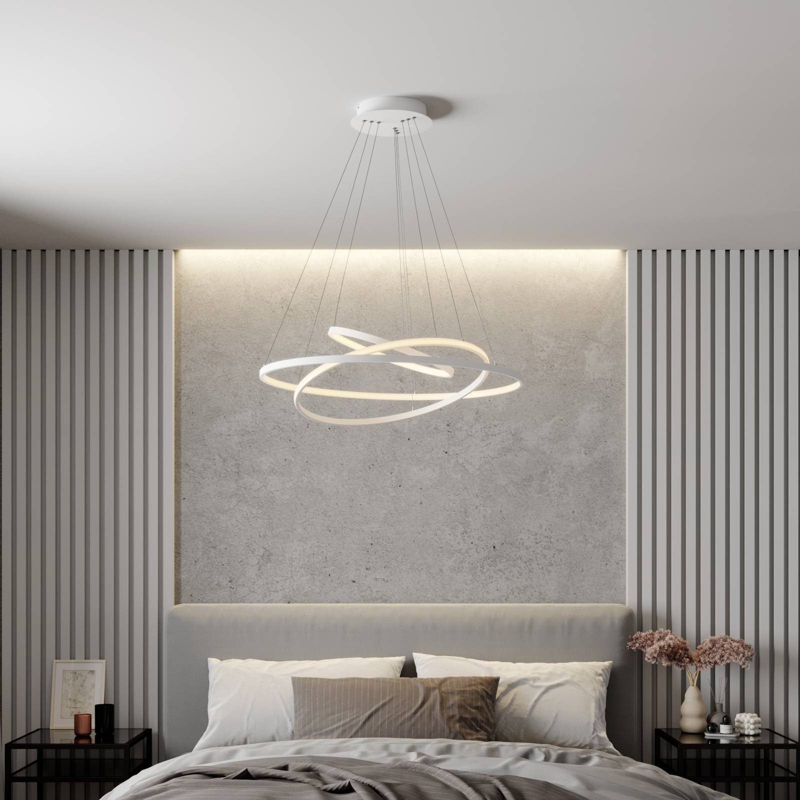 Photos - Chandelier / Lamp Lucande Ezana LED pendant lamp with three rings, white 