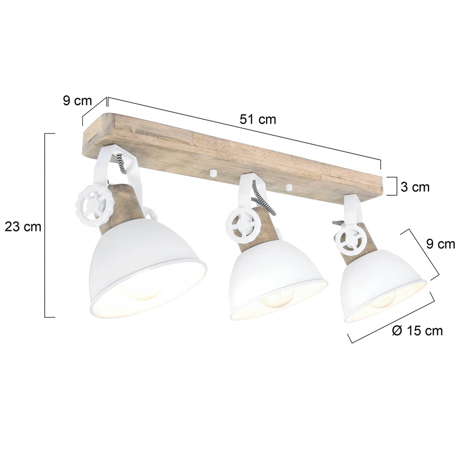 Image of Steinhauer Spot pour plafond Gearwood, 3 lampes blanc 8712746127881