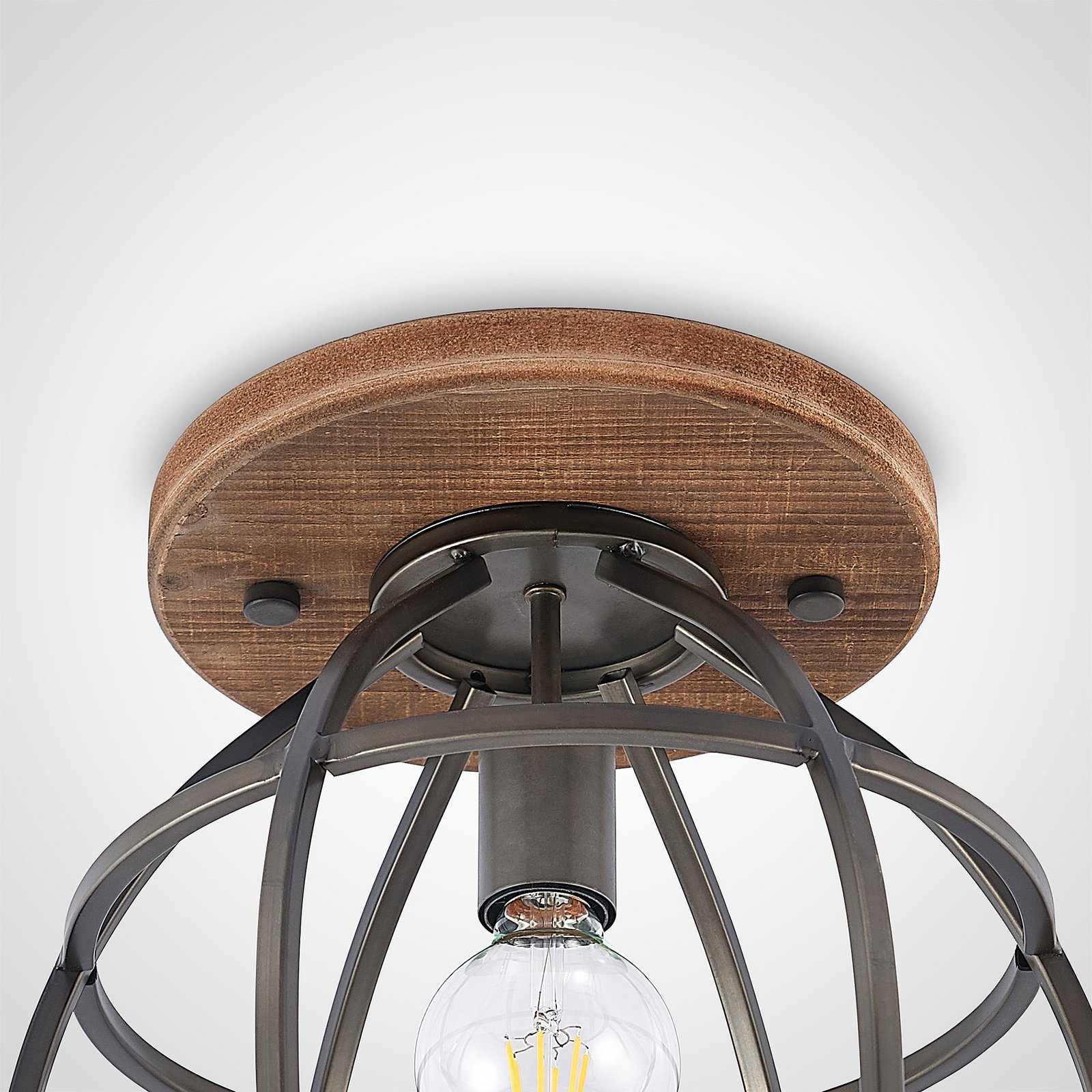 Rutger Round Plafonnier Wood/Black - Lindby