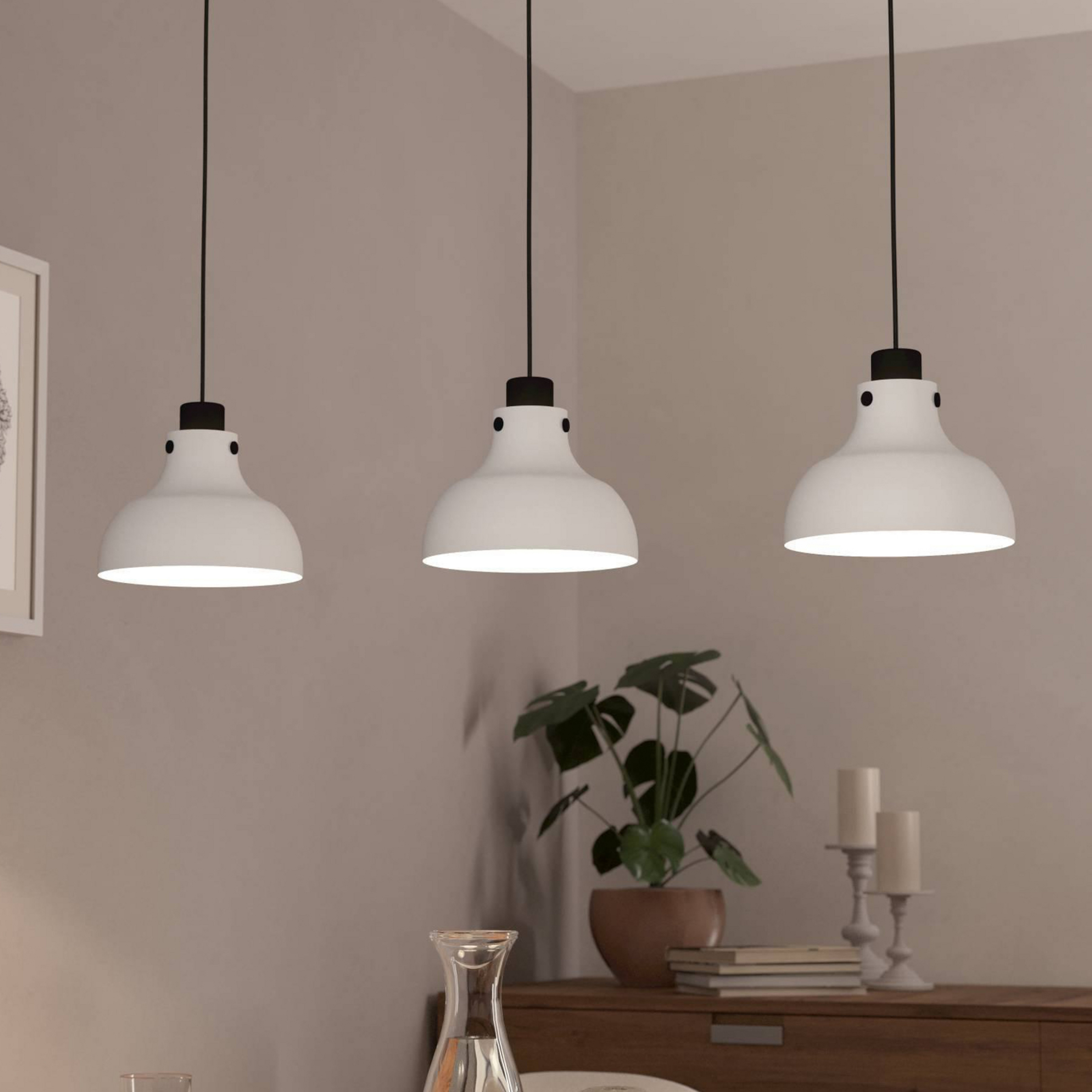 Suspension Matlock, longueur 90 cm, gris/noir, à 3 lampes.