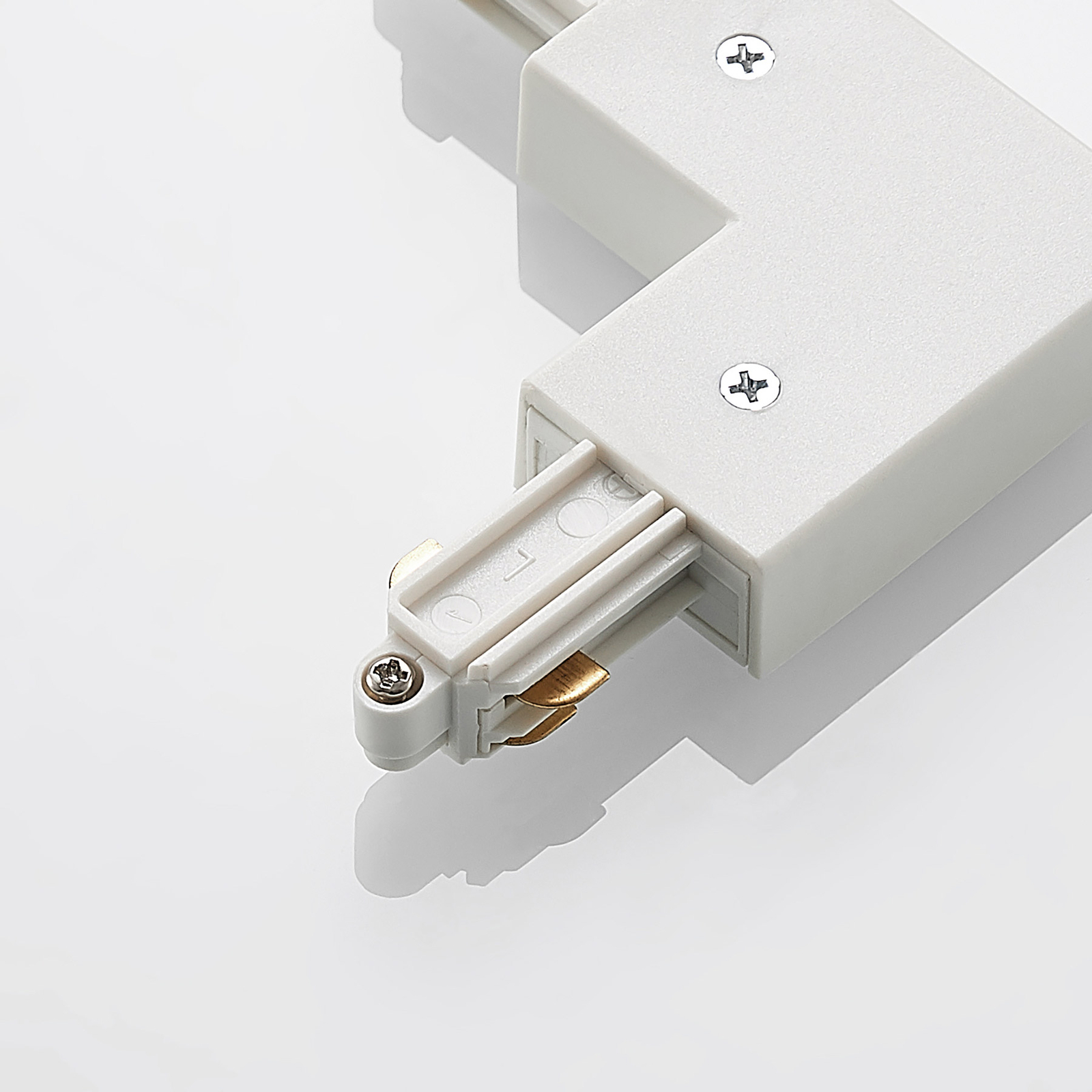 Lindby corner connector Linaro, white, single-circuit track lighting system
