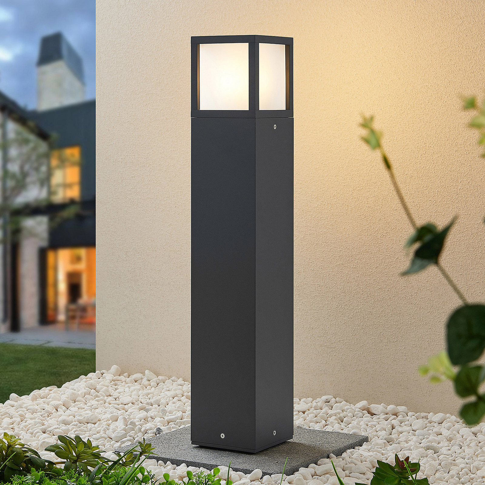 Lucande Dewari bornă luminoasă E27 65 cm gri închis IP54 - modern - Aluminiu