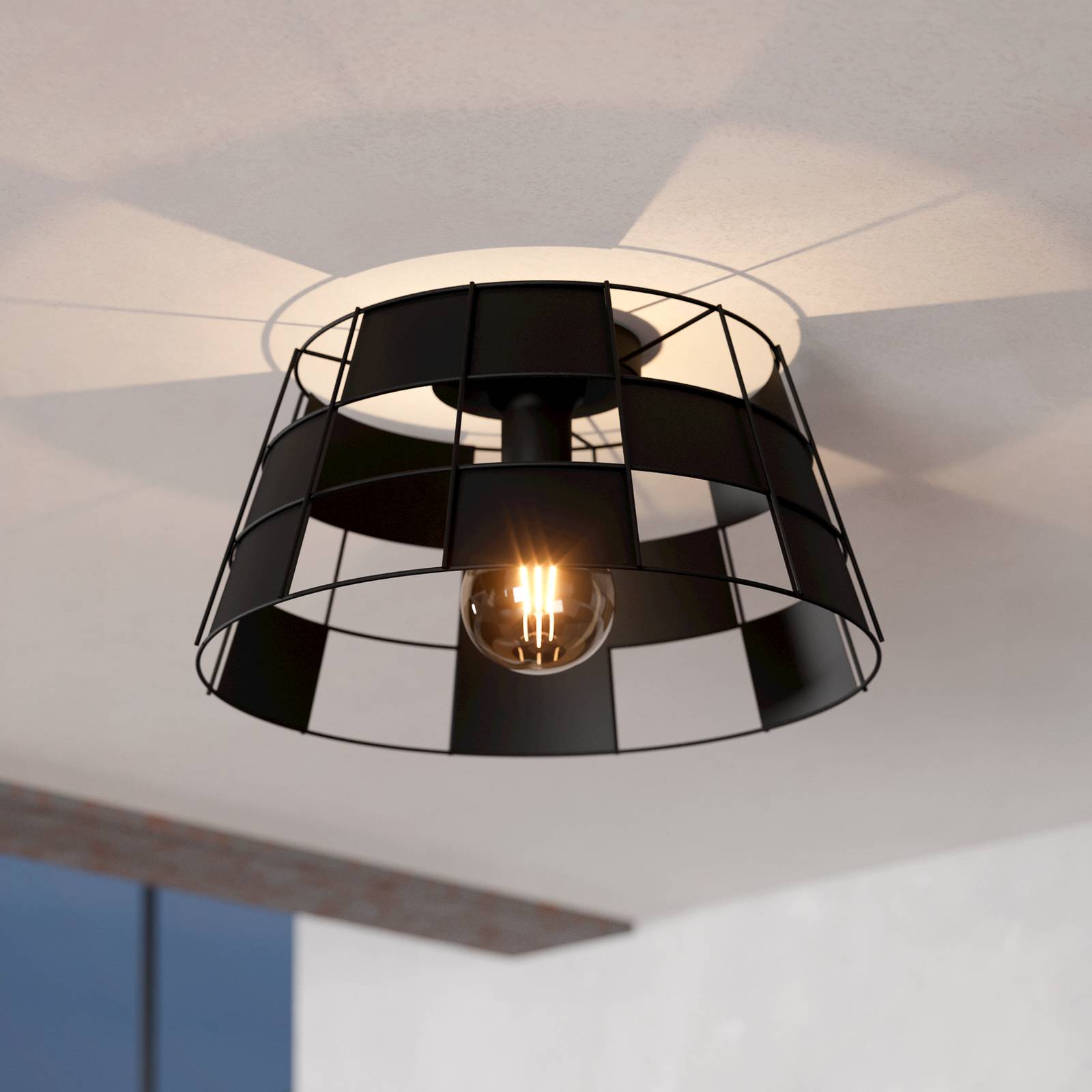 EGLO Pontefract Deckenleuchte aus Stahl, schwarz günstig online kaufen