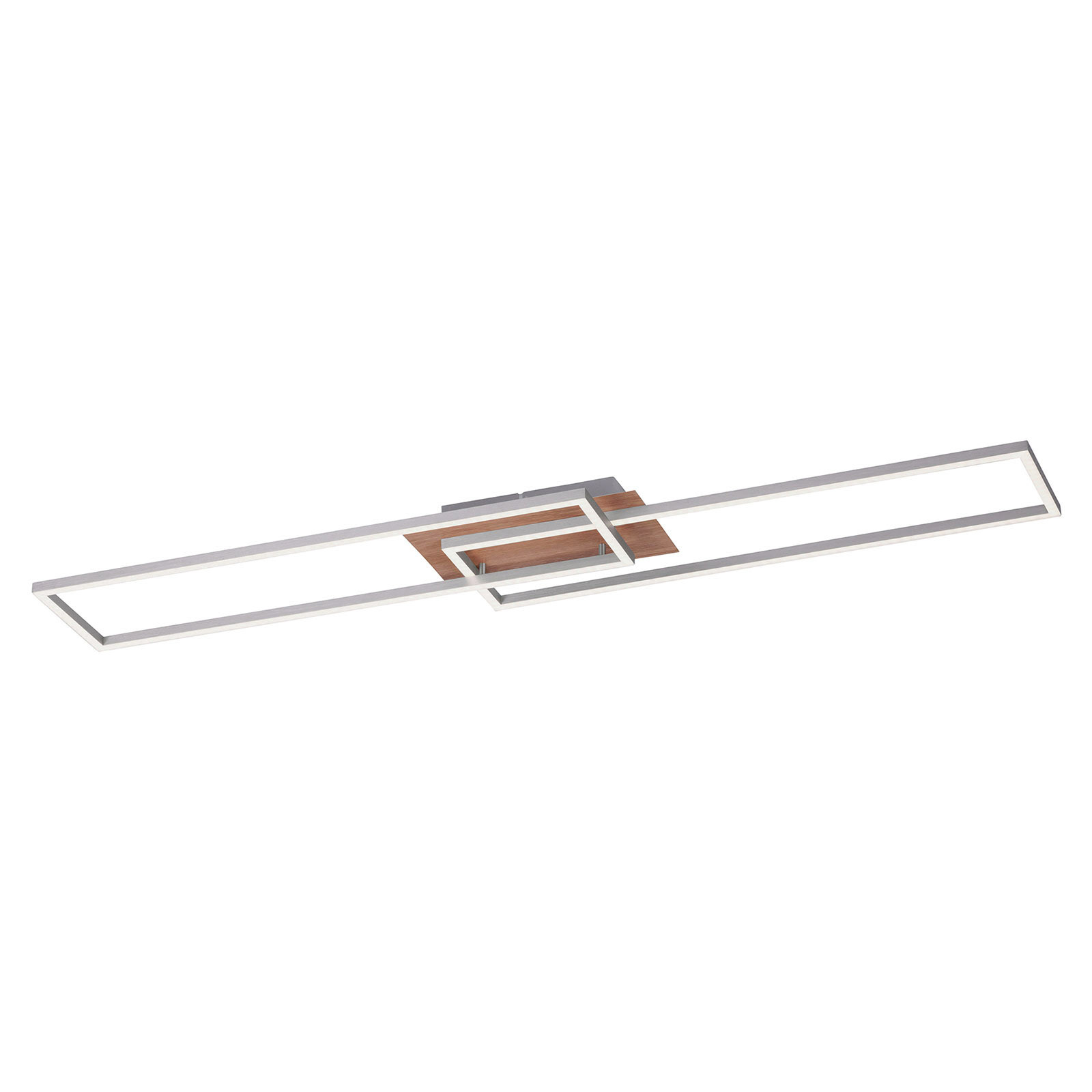 Iven ceiling wood look/steel 2-bulb rectangle
