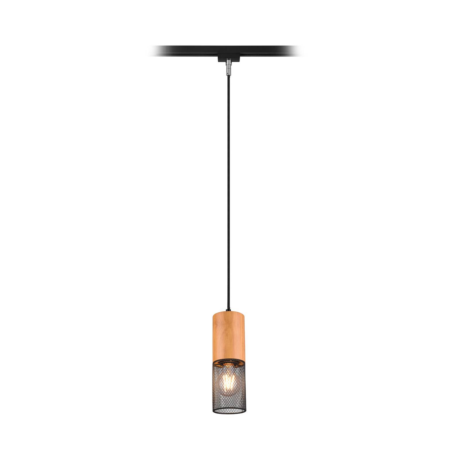 Schienenleuchte Tosh für DUOline, schwarz, Holzdetail, E27