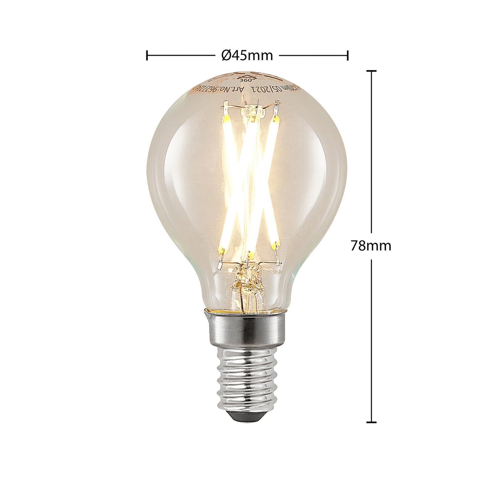 LED-Filamentlampe E14 4W 2700K Tropfen dimmbar 3er