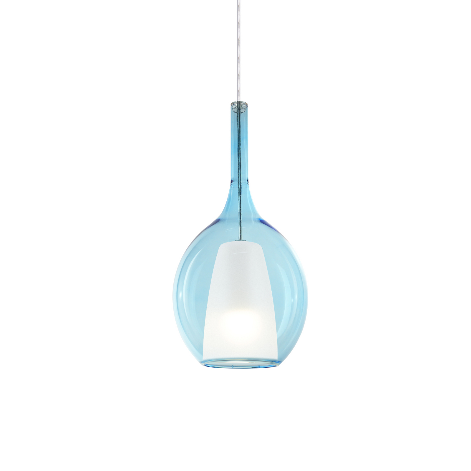 Lámpara colgante Ideal Lux Kalique 2, azul, Ø 18 cm, plástico