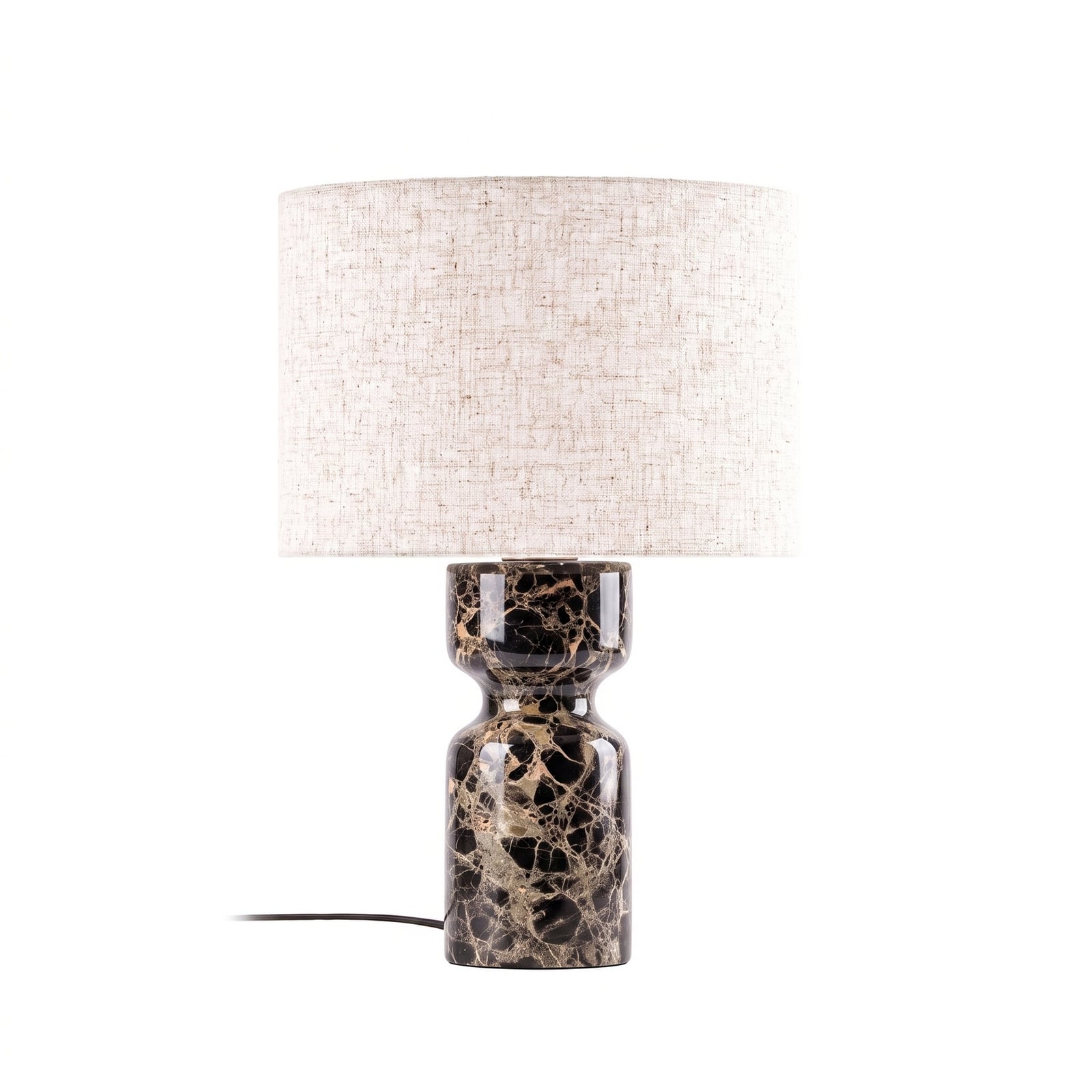 Stolová lampa Lucande Marcella, výška 45 cm, hnedá/krémová, mramor Stolová lampa Lucande Marcella, výška 45 cm, hnedá/krémová, mramor