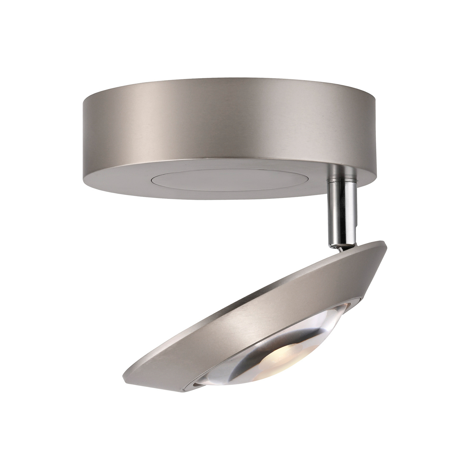 PURE LED таванска лампа Oculis, сребриста Ø 15 cm желязо/стъкло