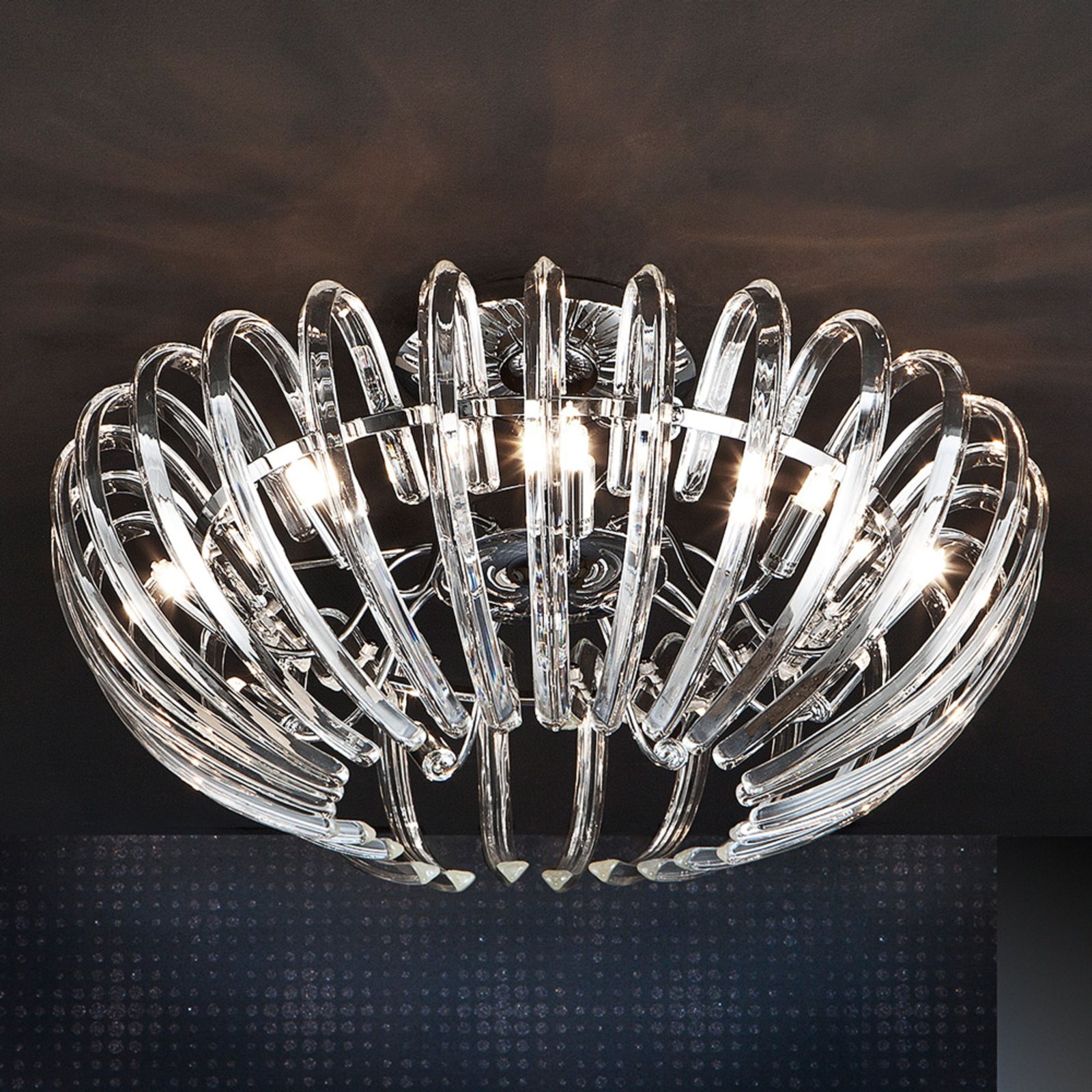 Round crystal ceiling light Ariadna in clear look