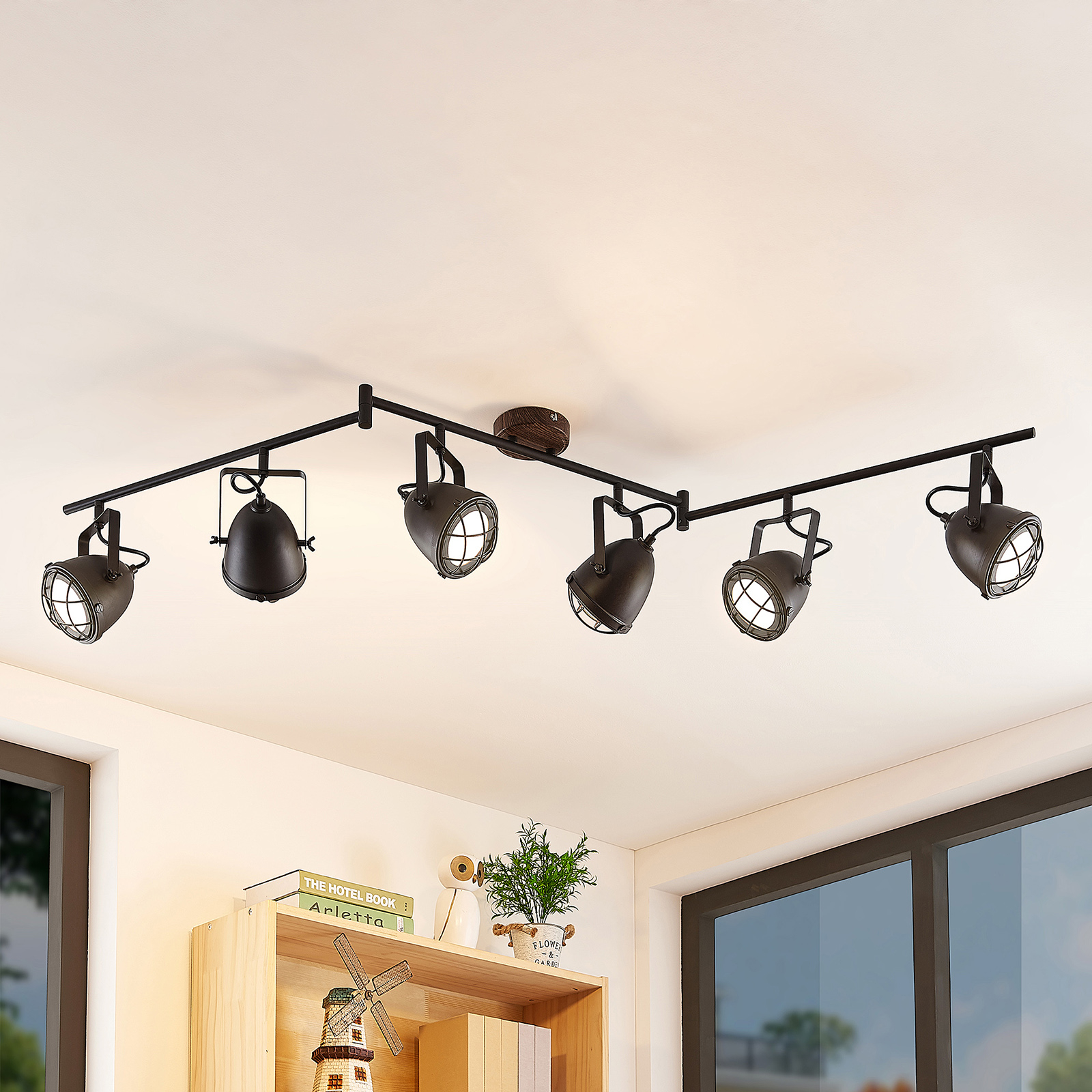 Lindby Adeon LED ceiling light, six-bulb