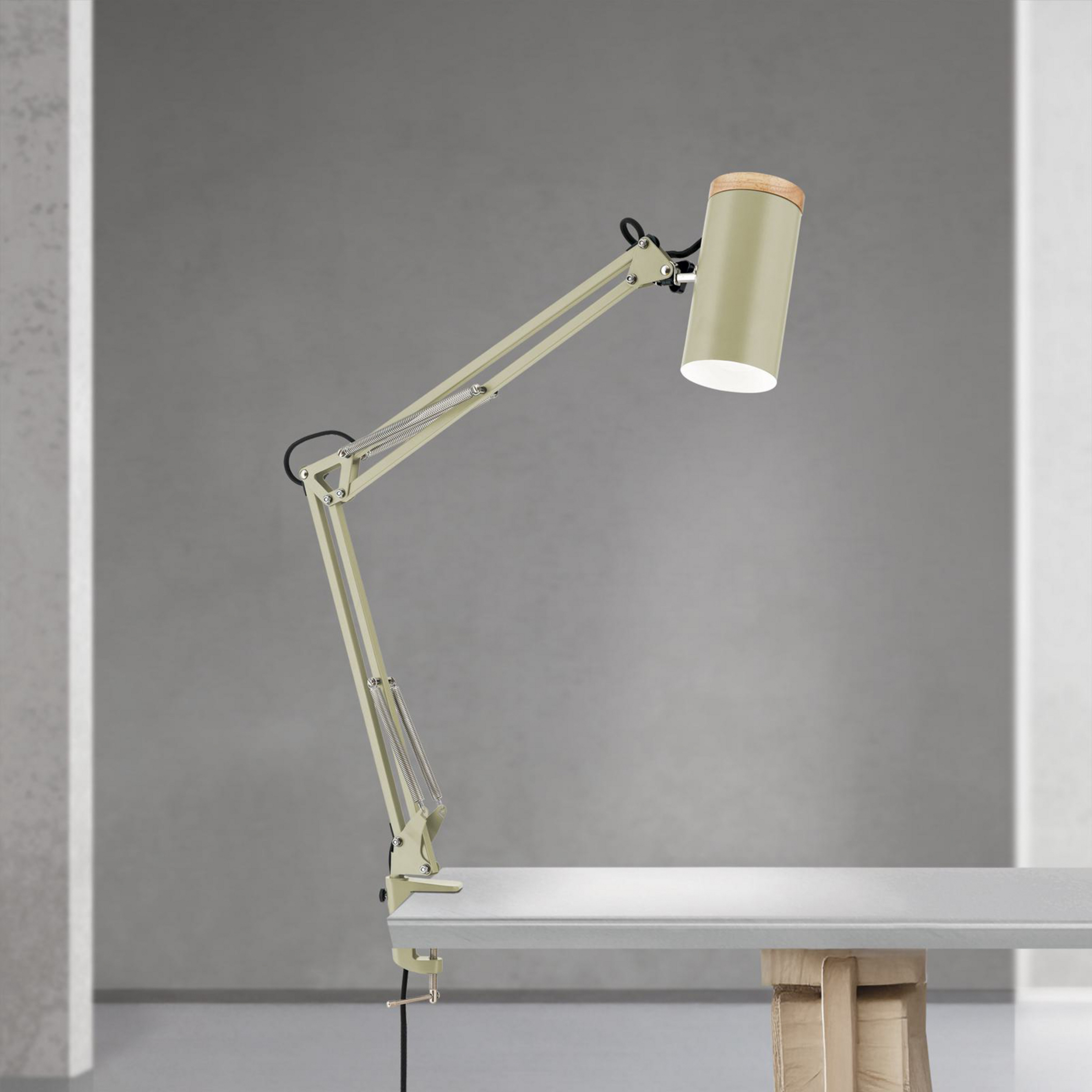 Galda lampa Gili, gaiši zaļa, skava, tērauds, augstums 75 cm, E27