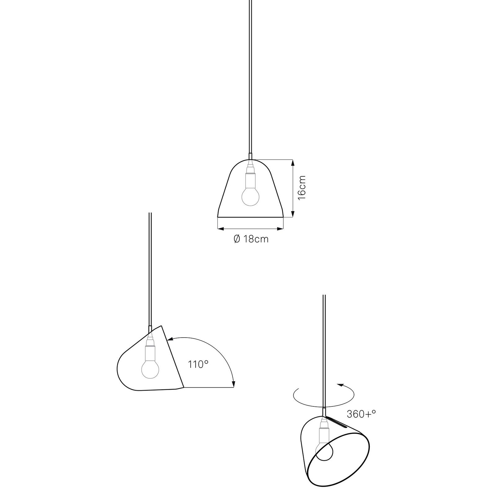 Nyta Tilt S pendant light, grey 3 m cable, grey