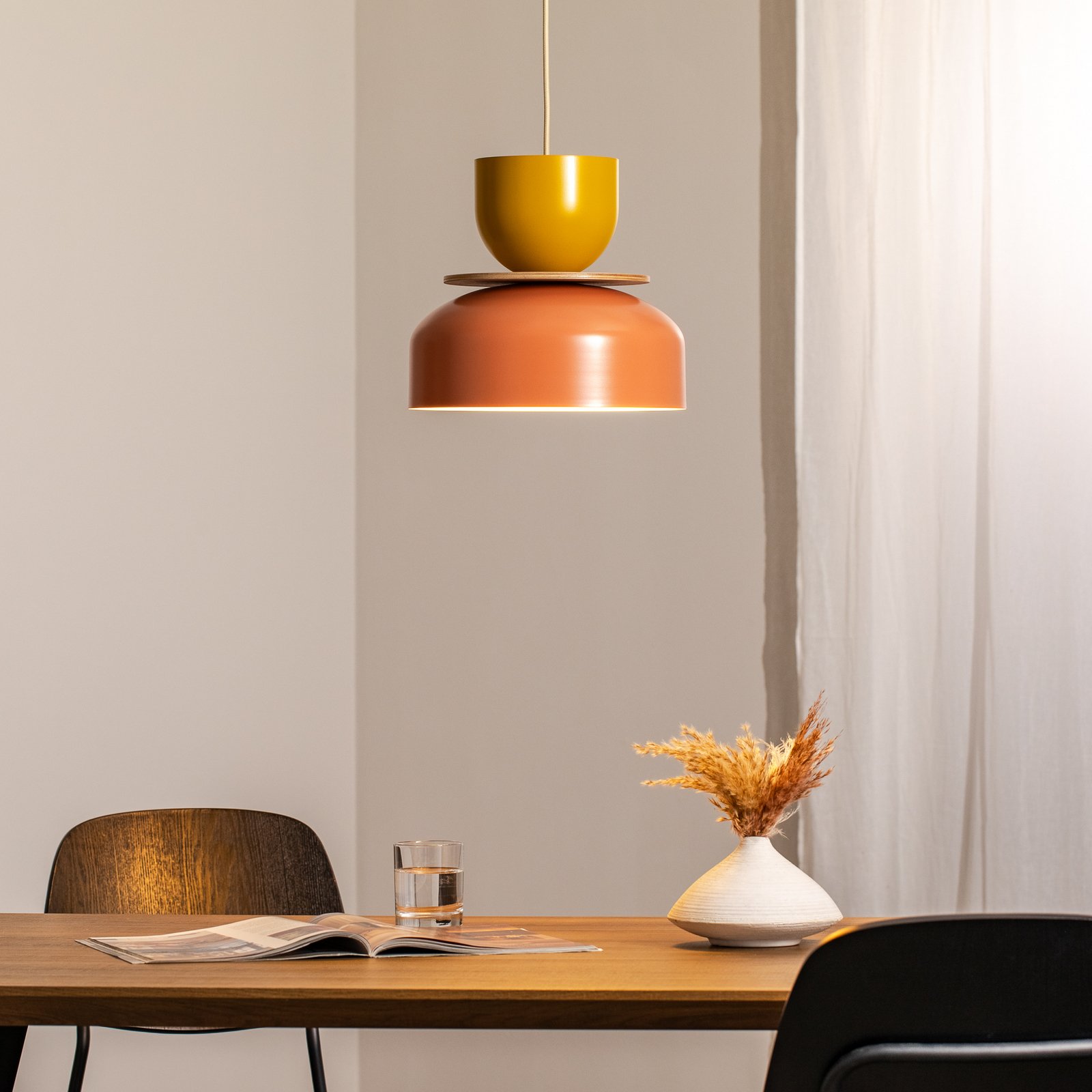 Hengelampe Uto, korall/gul, Ø 30 cm, metall Hengelampe Uto, korall/gul, Ø 30 cm, metall