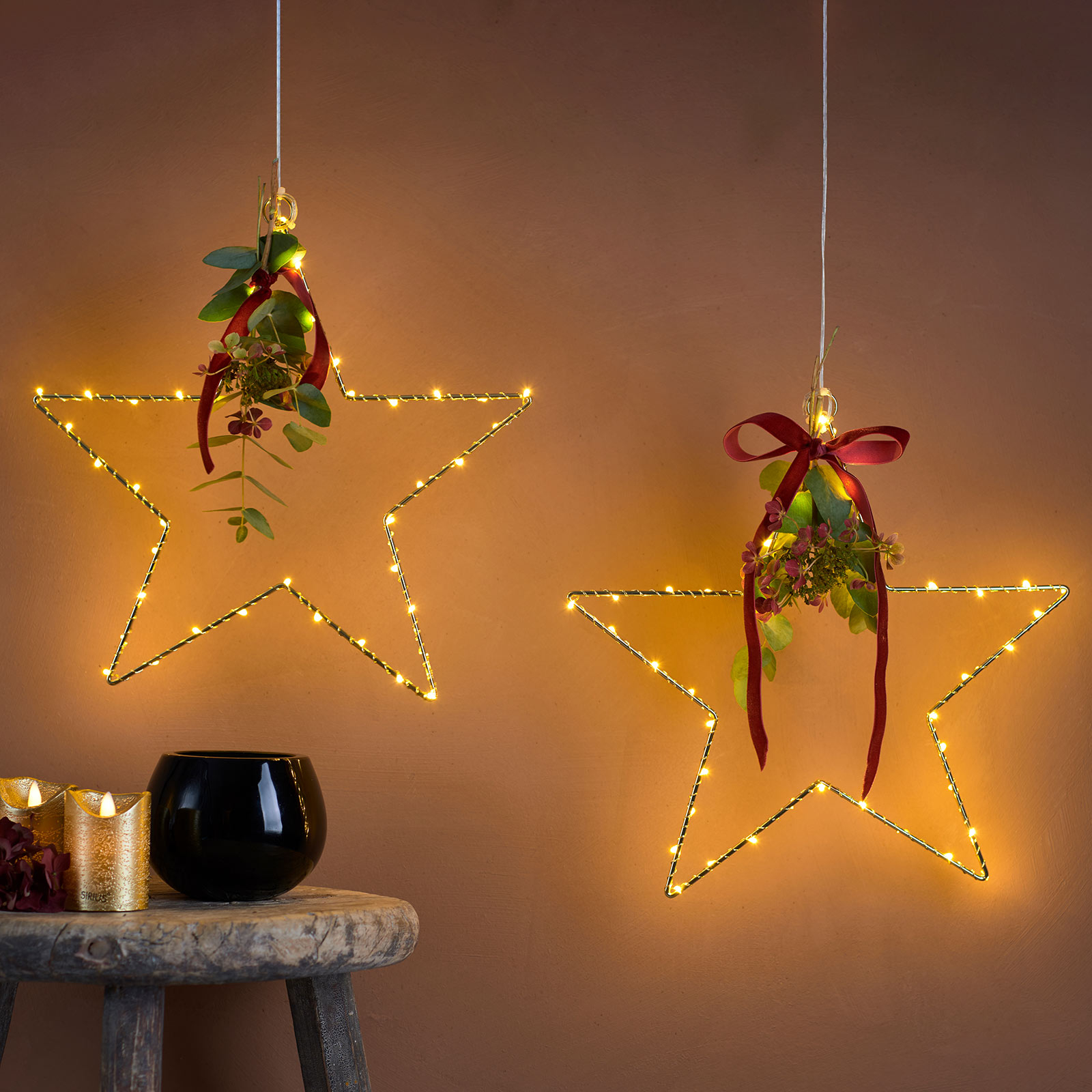 LED decoratieve ster Liva Star, goud, Ø 30 cm