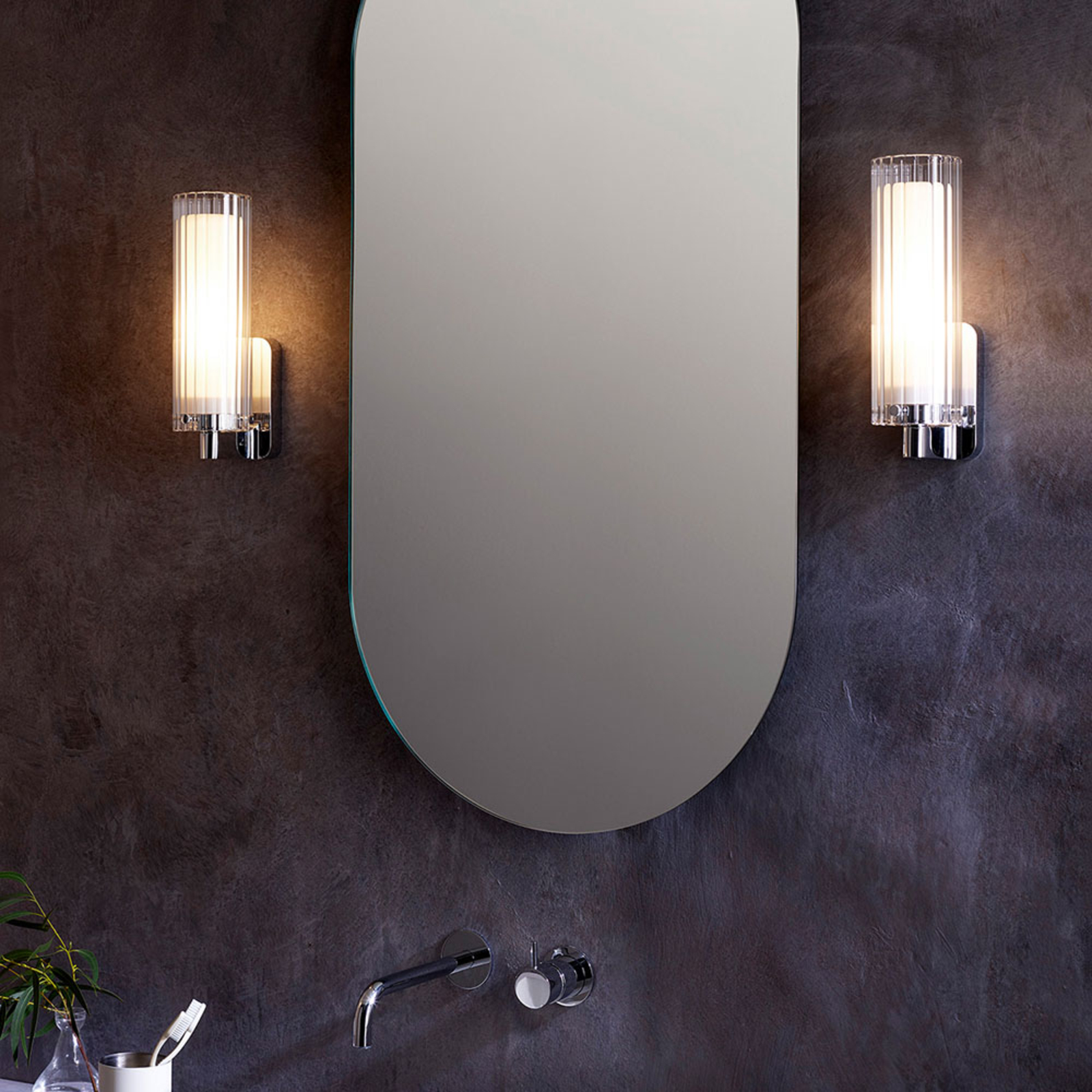 Astro Ottavino wall lamp IP44, glass lampshade, for Bathroom, borosilicate glass, metal, E14, 5 W, energy efficiency: A++, W: 8.2 cm, H: 26.7 cm