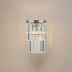 Eira wall light, chrome/clear, metal, height 25 cm, E14