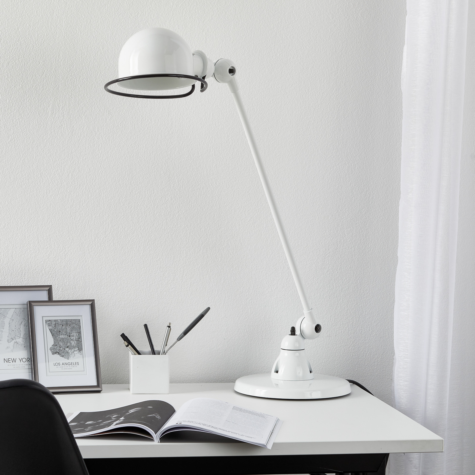 JIELDÉ Jieldé Loft D6000 table lamp, white, for Workroom / Office, aluminium, steel, E27, 60 W, energy efficiency: A++, H: 60 cm