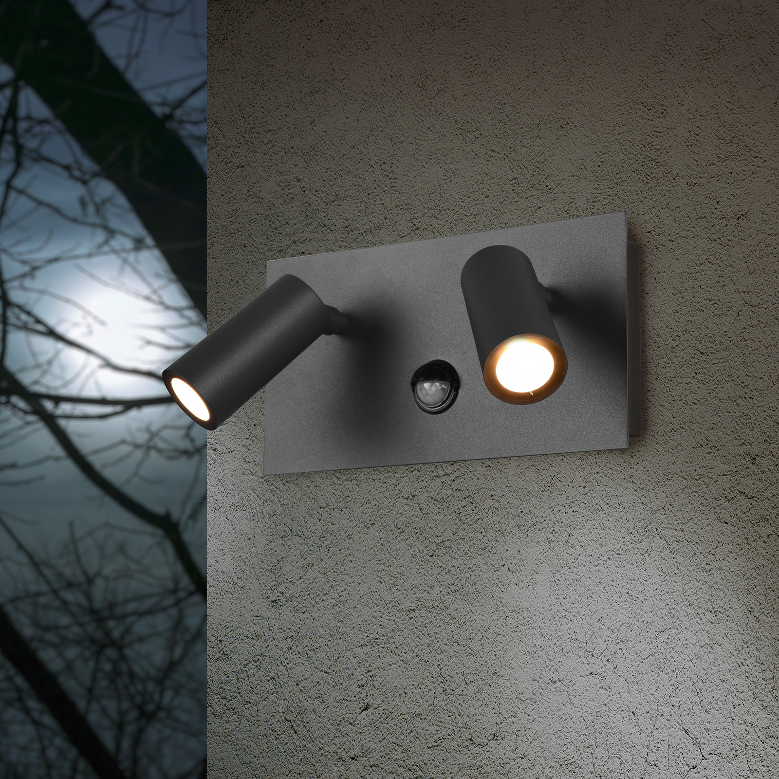 LED-Außenwandlampe Tunga mit Bewegungssensor, 2fl