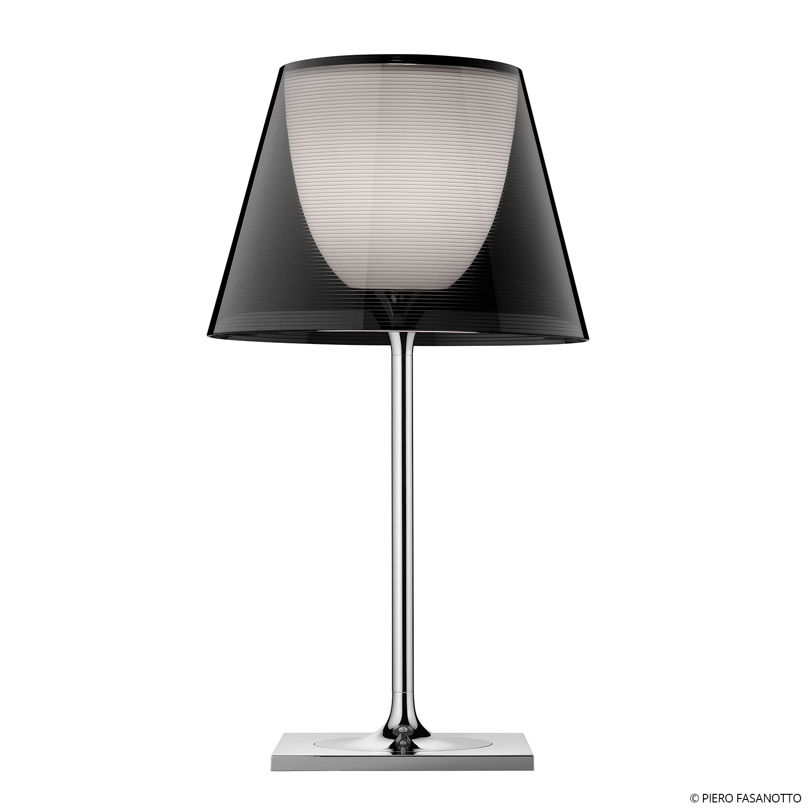 Flos FLOS KTribe T1 table lamp smoky grey, for Living / Dining Room, PMMA, polycarbonate, aluminium, E27, 100 W, energy efficiency: A++, H: 56 cm