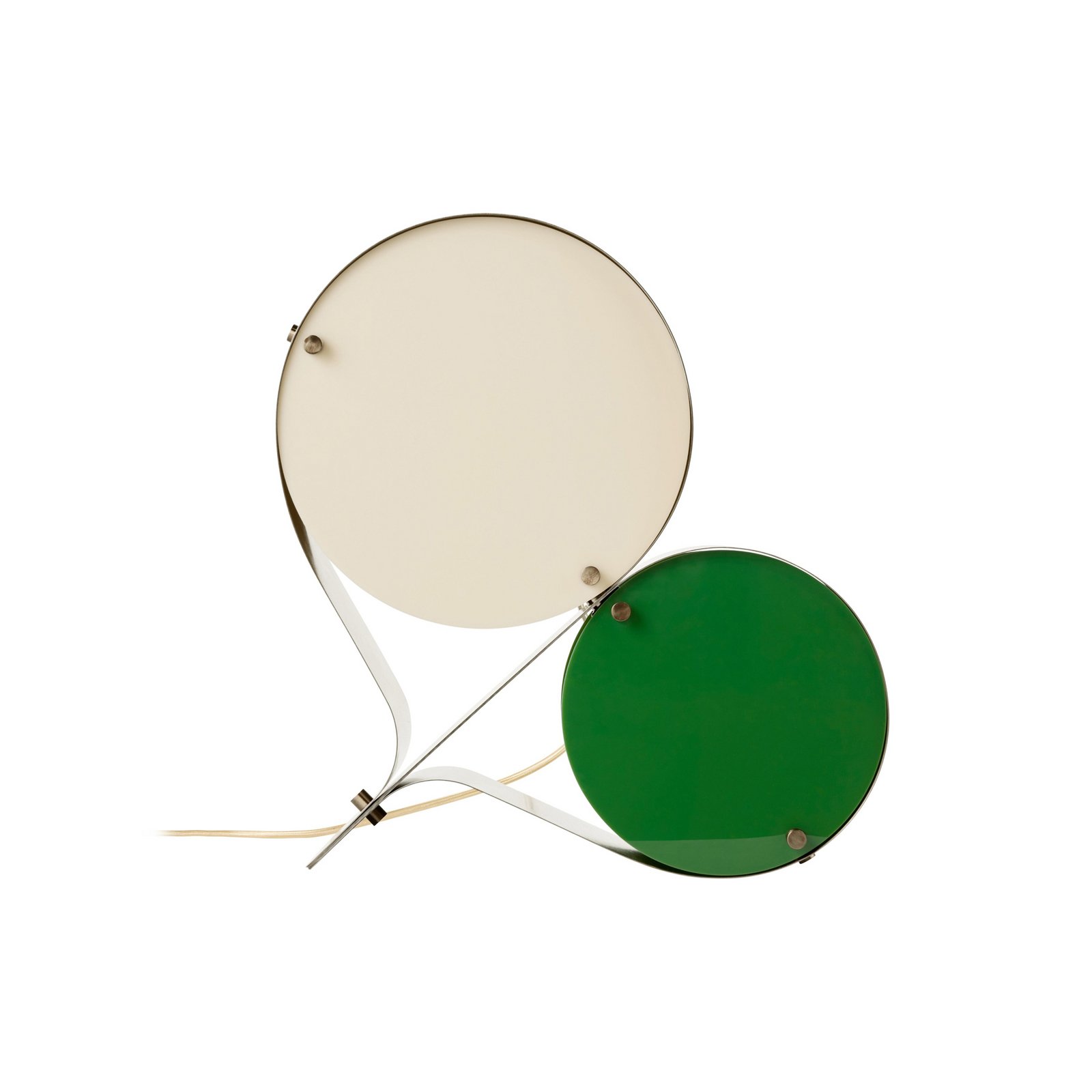 Gubi lampa stołowa Coppia, kość słoniowa/zielona, stal, wysokość 42 cm