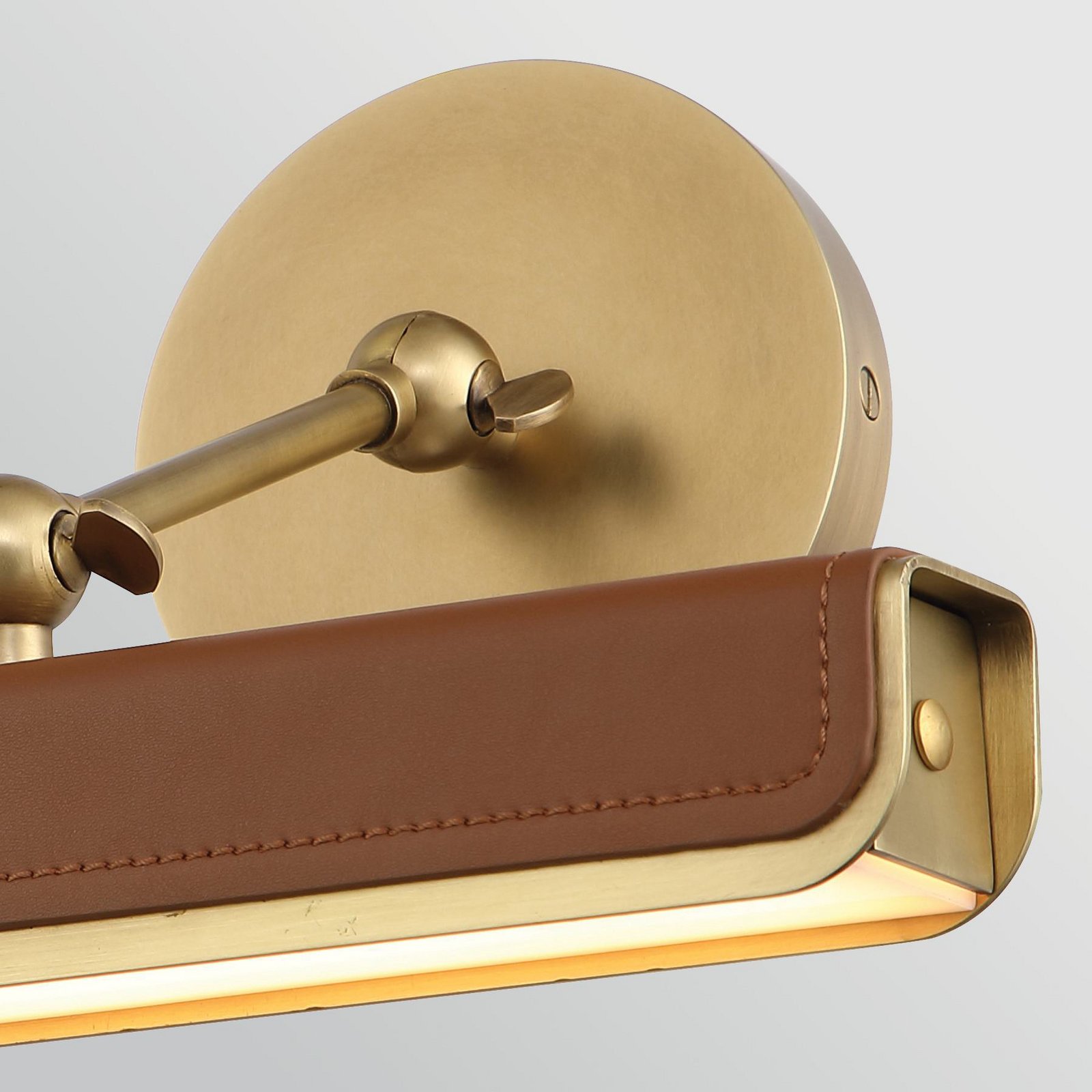 Kinkiet LED VALISE, brązowy/stary mosiądz, 31 cm, sztuczna skóra