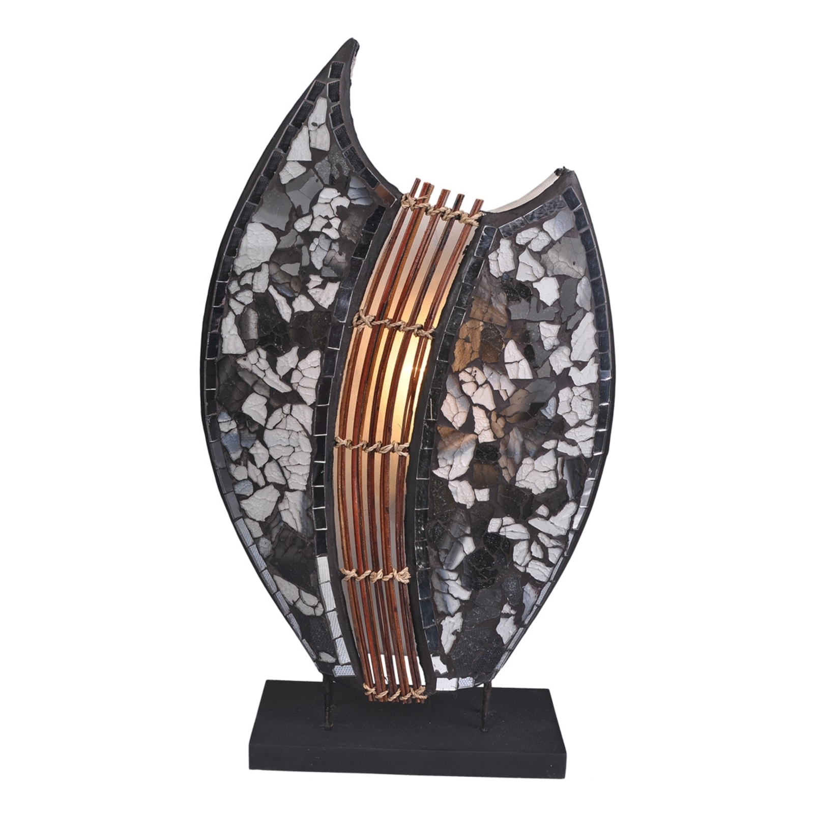 Woru Attractive Pia table lamp, for Living / Dining Room, Wood, mosaic glass, E14, 40 W, energy efficiency: A++, H: 30 cm