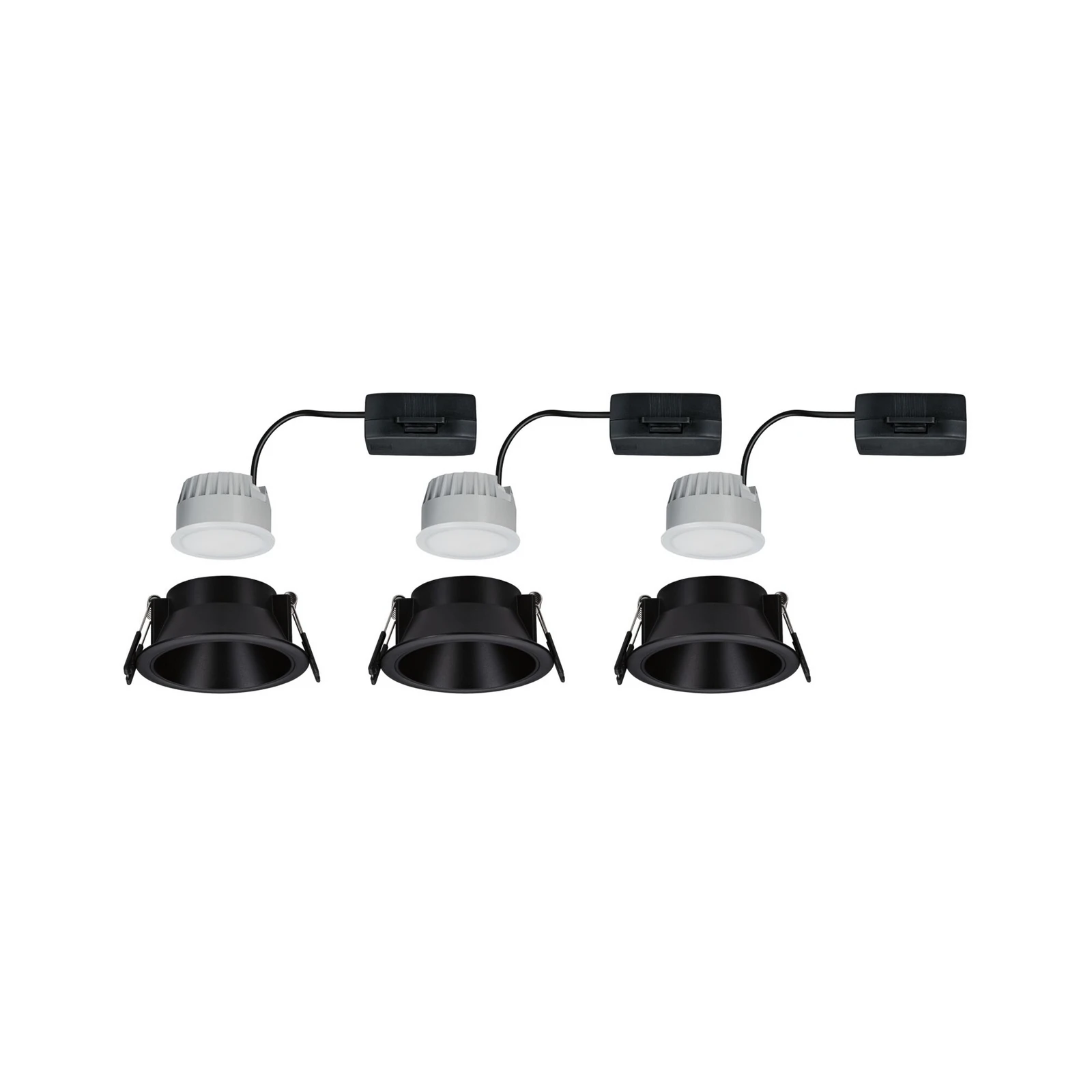 Paulmann LED-Einbaulampe Cole Coin schwarz Ø9cm IP44 dim 3er