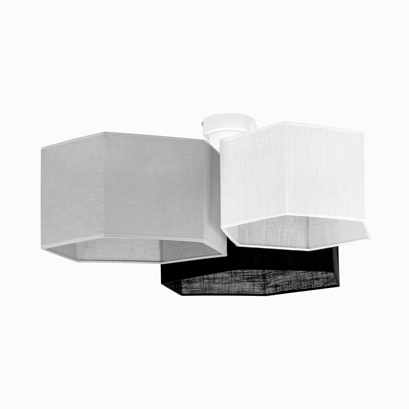 Euluna ceiling lamp Emil, textile black/grey/white, 3-bulb